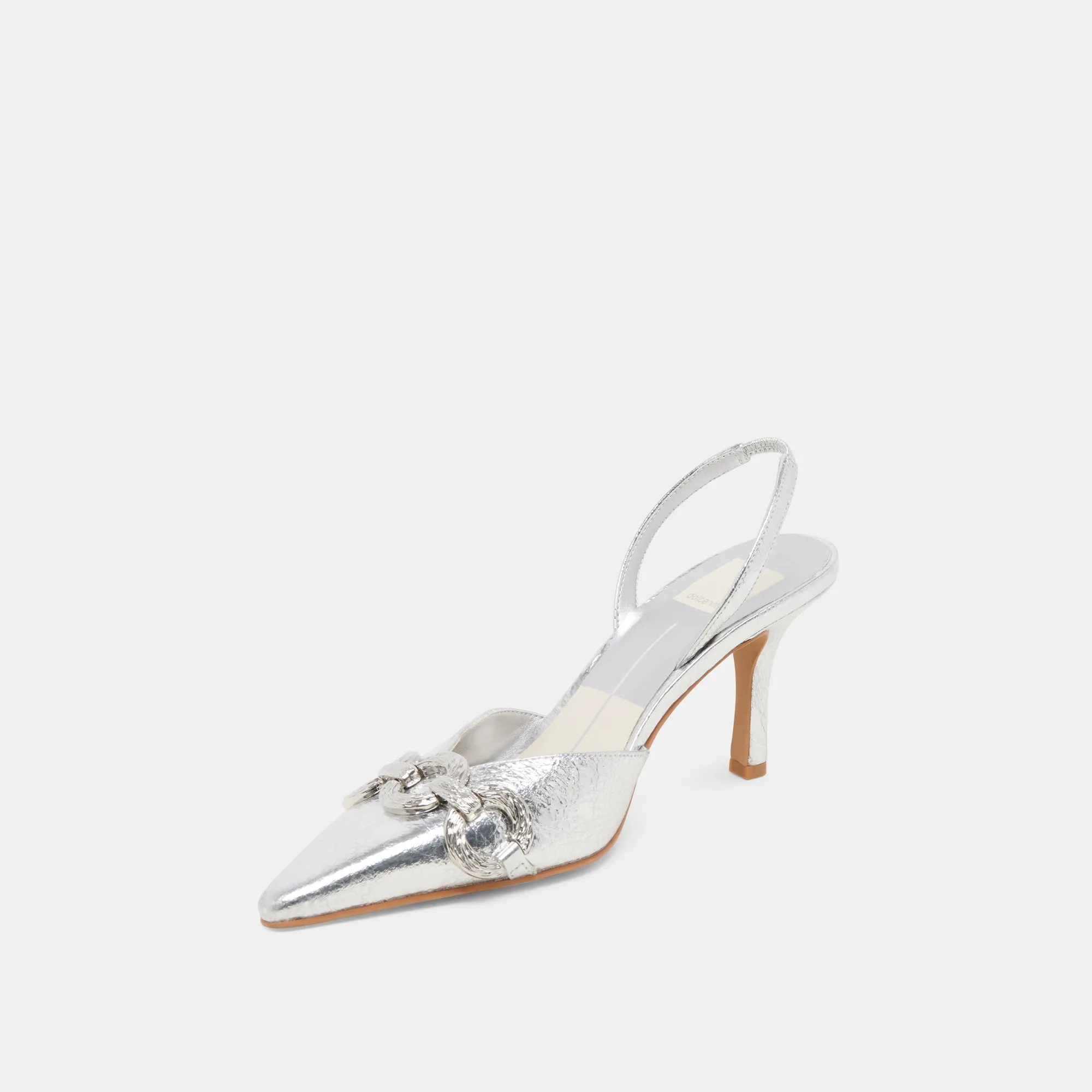 HAYLEE HEELS SILVER DISTRESSED LEATHER Causal Booties Bridal Shoes with Embellishments