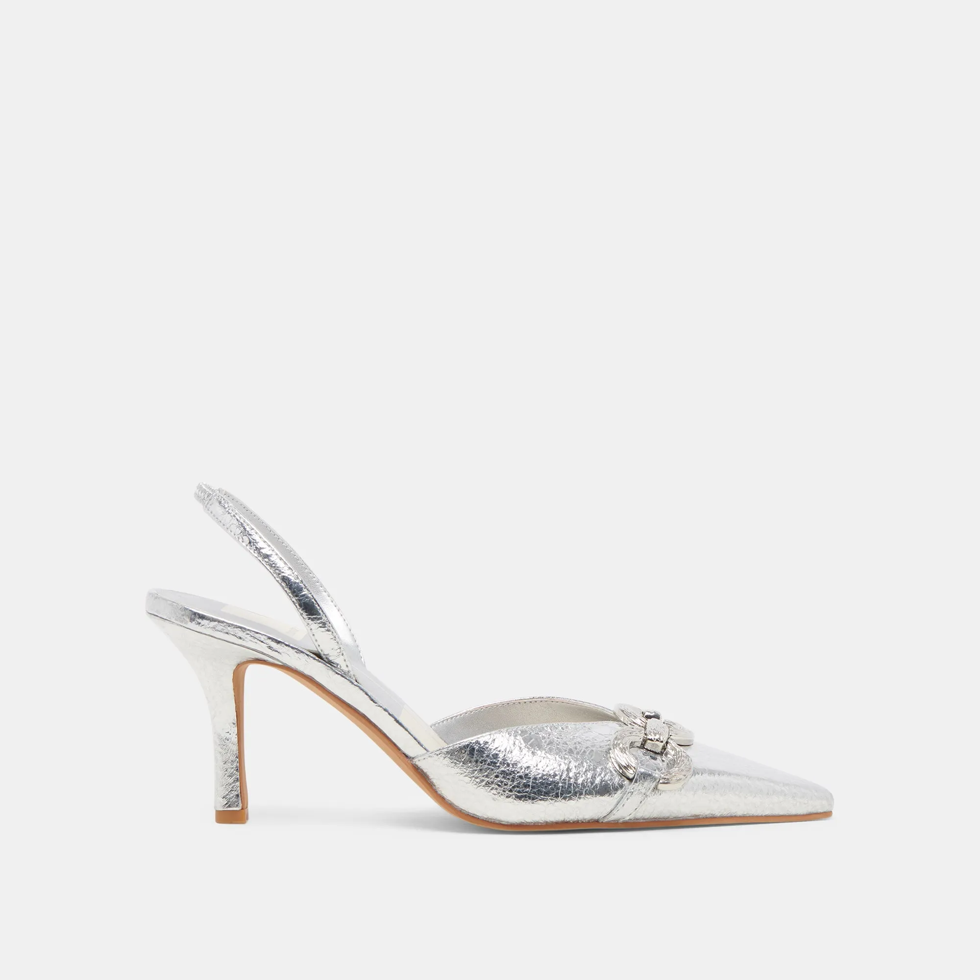Shockproof HAYLEE HEELS SILVER DISTRESSED LEATHER