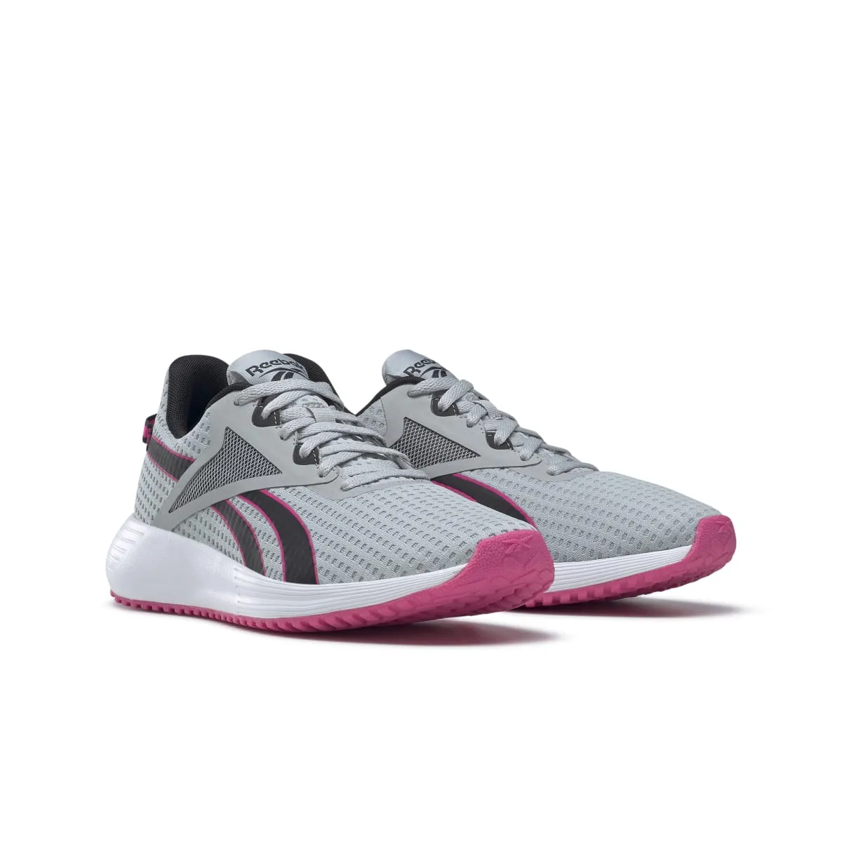 REEBOK GY3975 LITE PLUS 3 WMN'S (Medium) Grey/Black/Pink Mesh Running Shoes low - mileage shoe performance shoe storage