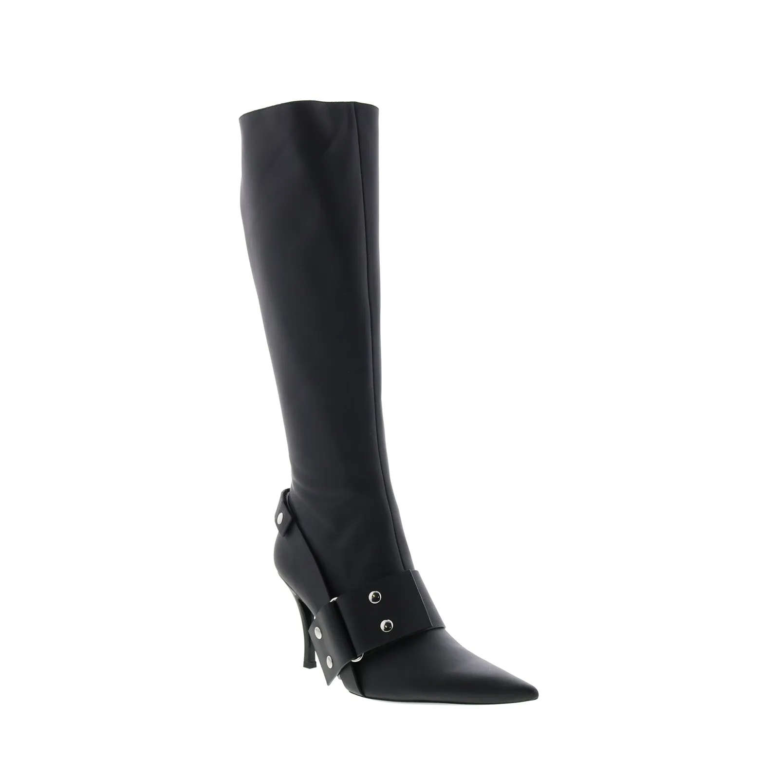 Diesel D-Venus WB Y03039-P1993-T8013 Womens Black Leather Knee High Boots Modern Lines Functional Design