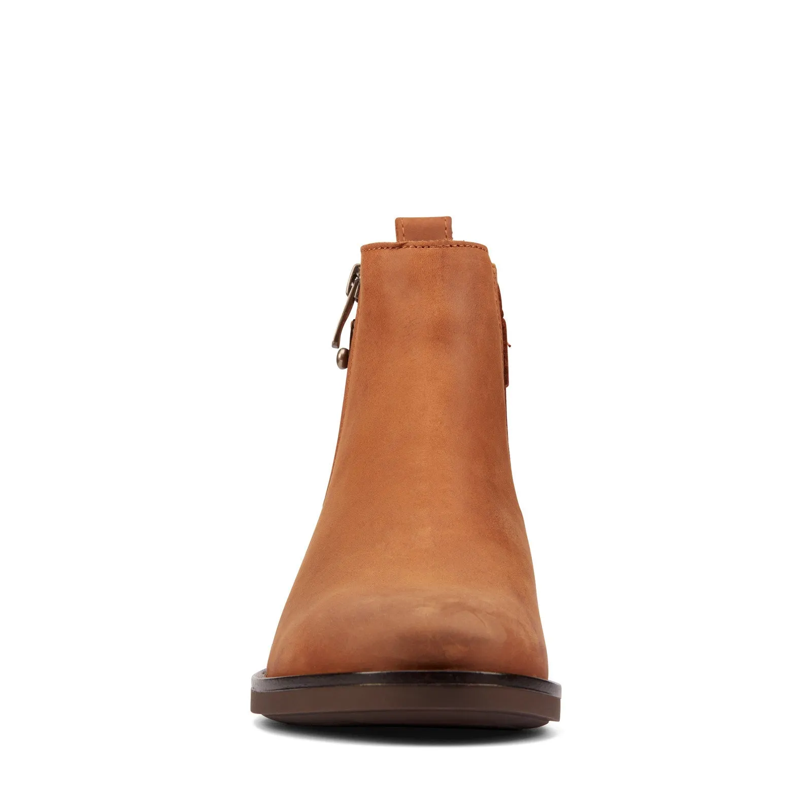 Side Zip Anti-static Clarks Memi LO 26162239 Womens Brown Leather Zipper Ankle & Booties Boots