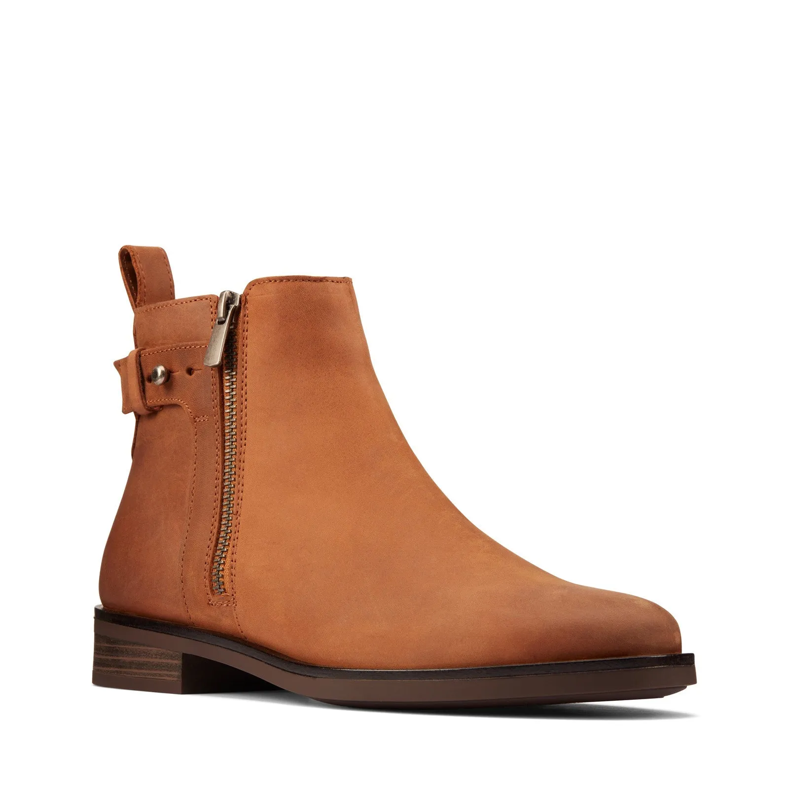Clarks Memi LO 26162239 Womens Brown Leather Zipper Ankle & Booties Boots Climate Friendly Easy Wear