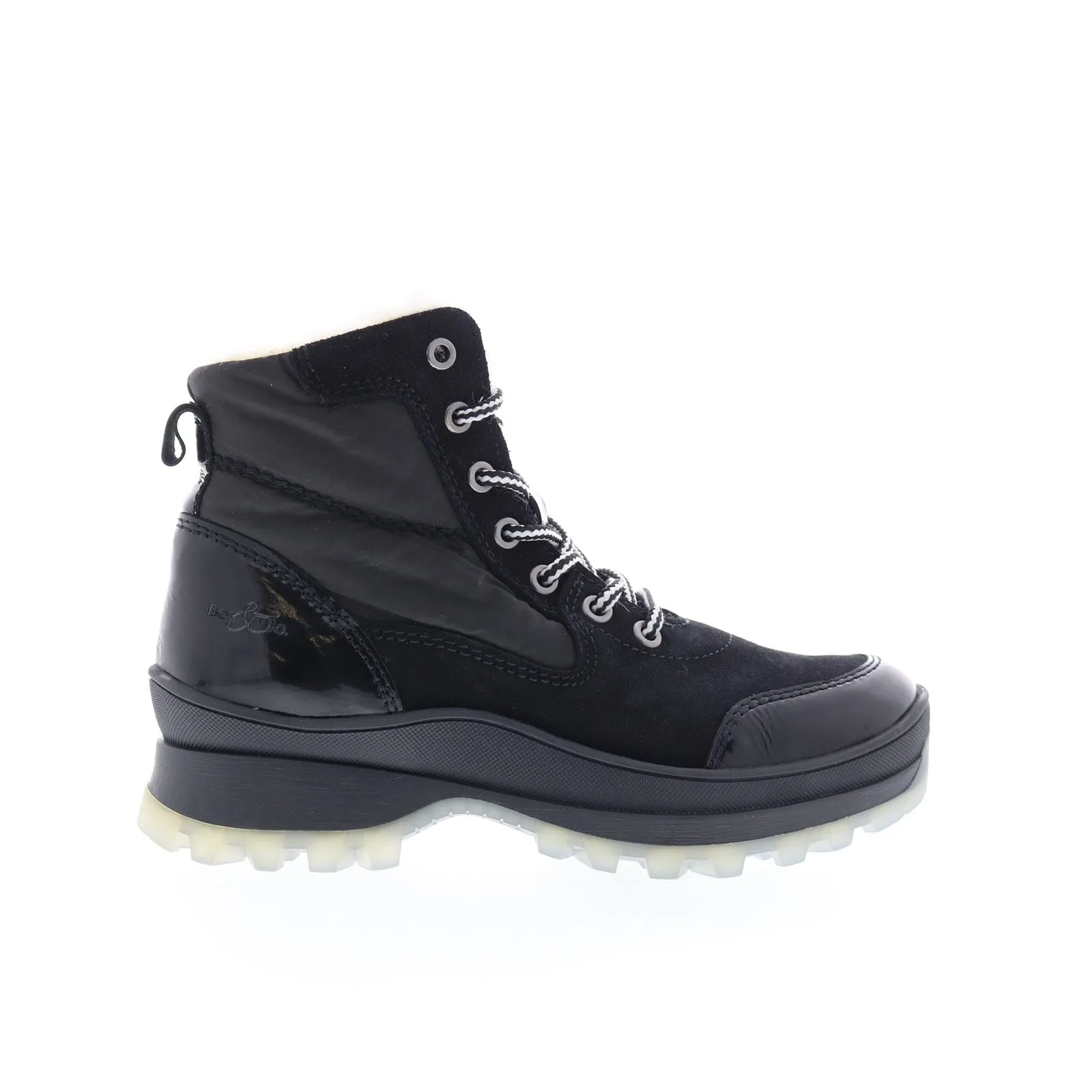 Leather Upper Bos. & Co. Dacks Womens Black Suede Lace Up Casual Dress Boots