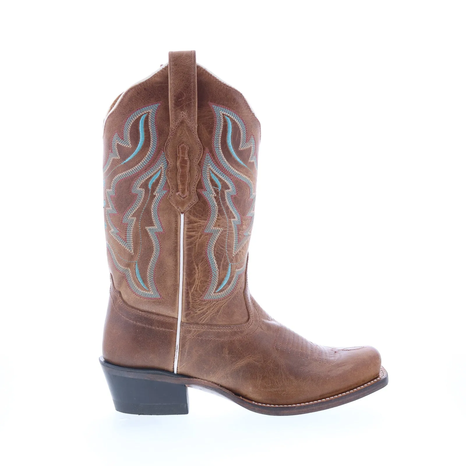 Jama Old West 18006 Womens Brown Leather Slip On Cowboy Western Boots Ranch Wear Winter Essential