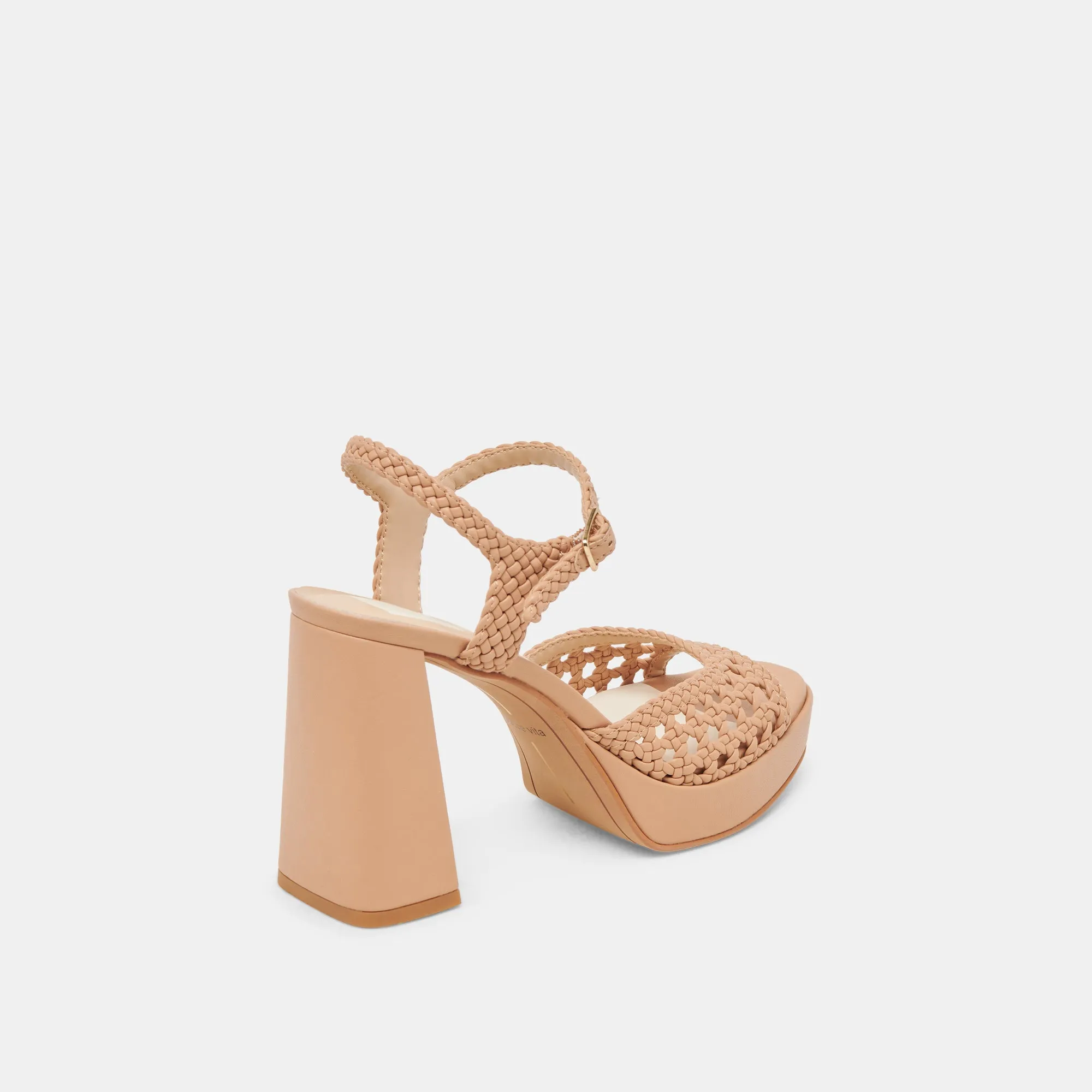 PEYTEN WIDE HEELS CAFE WOVEN STELLA Luxury Heeled Boots Boho Chic Heels