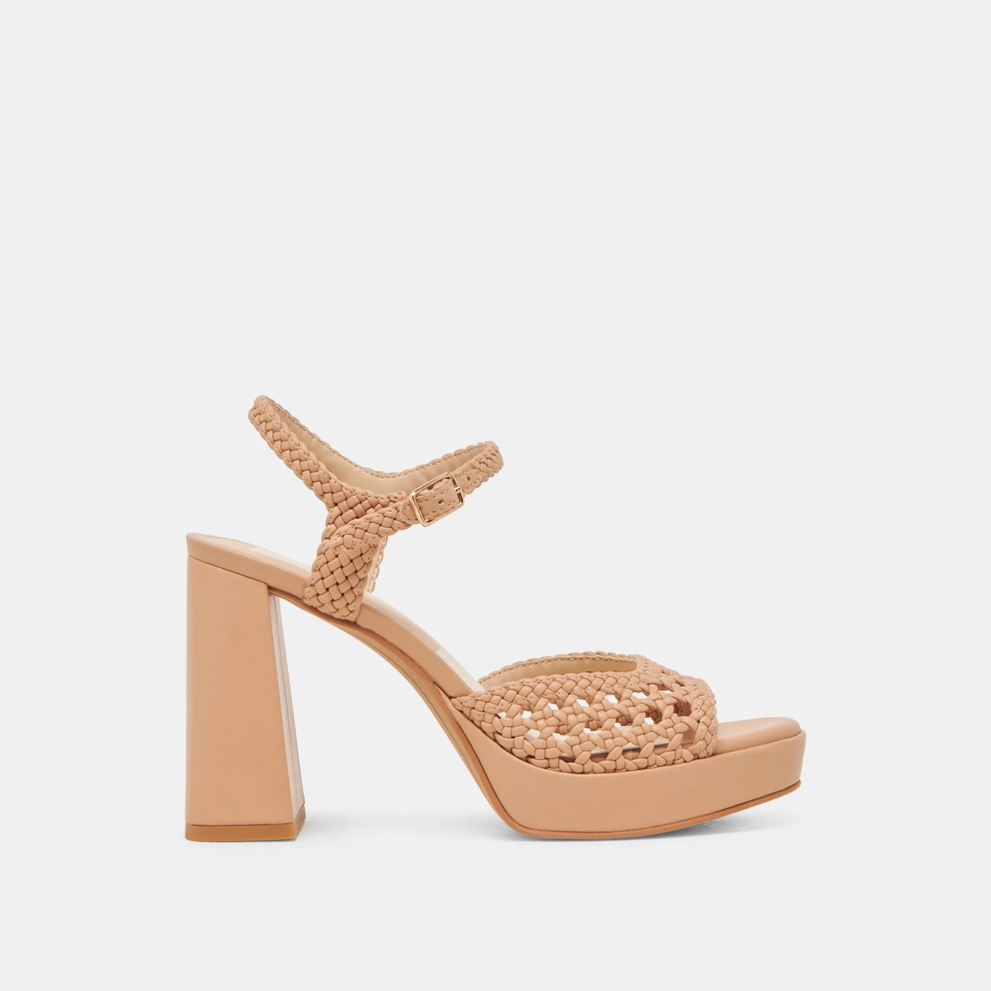 Chic White Stilettos PEYTEN WIDE HEELS CAFE WOVEN STELLA