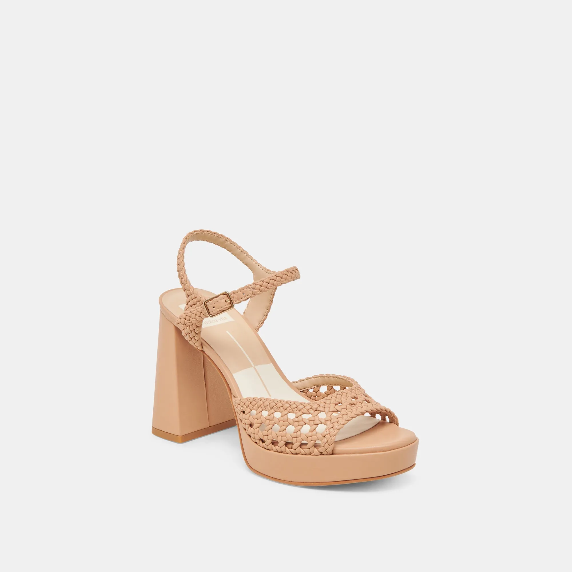 PEYTEN WIDE HEELS CAFE WOVEN STELLA Wedding Party Shoes Comfort Technology