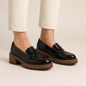 LE SANSA ZOEY BLACK CROC Step Neat Comfortable Shoes