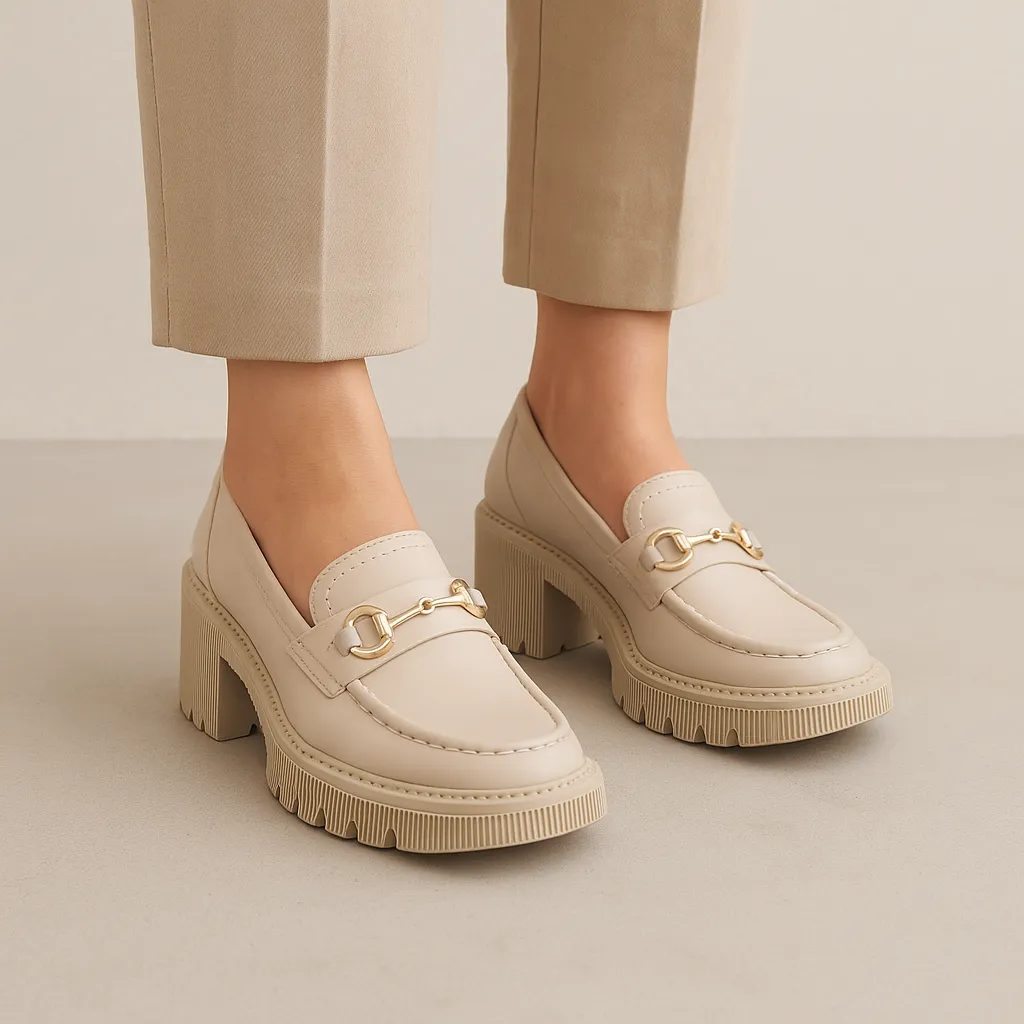 DJANGO & JULIETTE ZOEY ALMOND Venetian Style Timeless Leather Shoes
