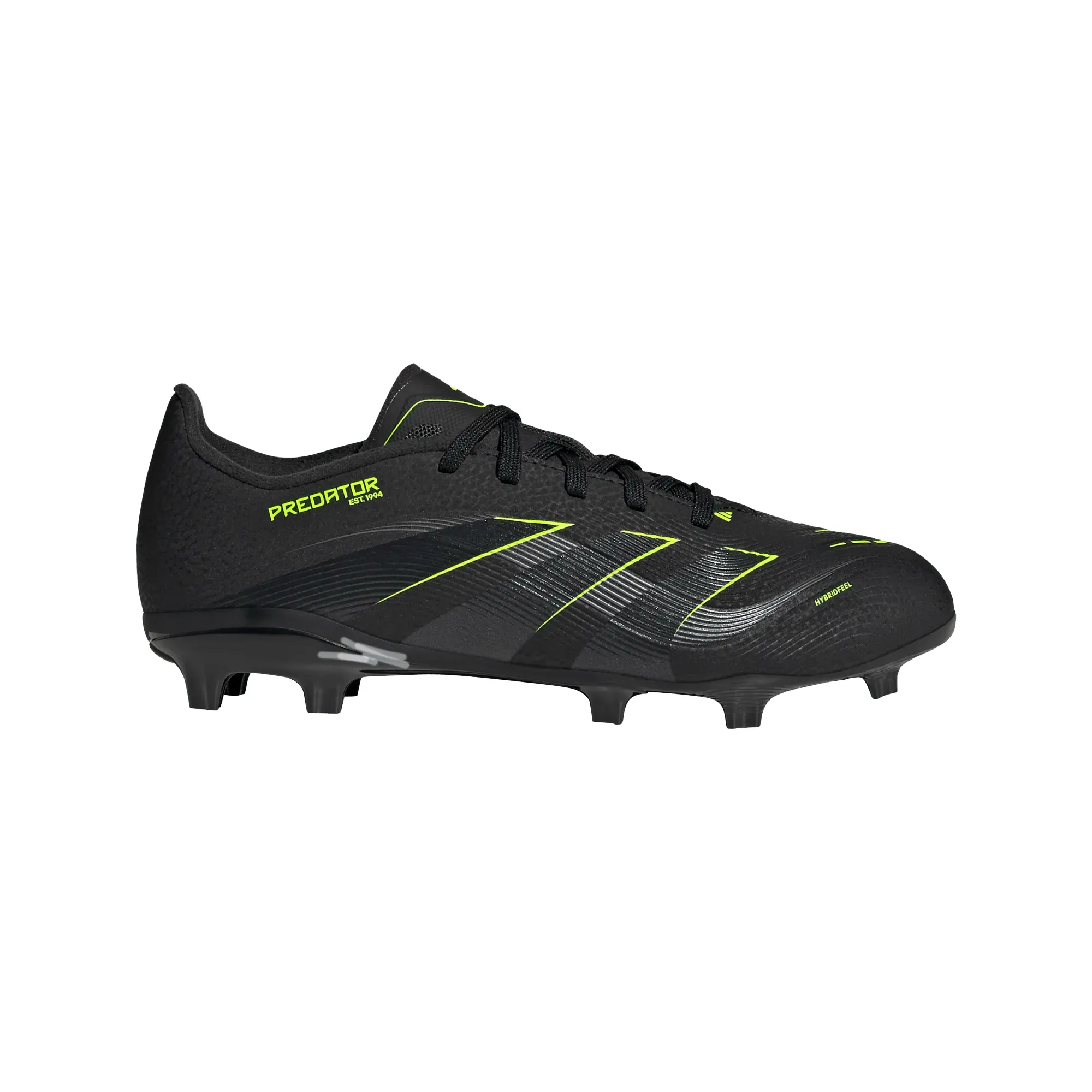 Upper Fit adidas Predator League Firm Ground/Multiground Junior Soccer Cleats (Black/Lucid Lemon)