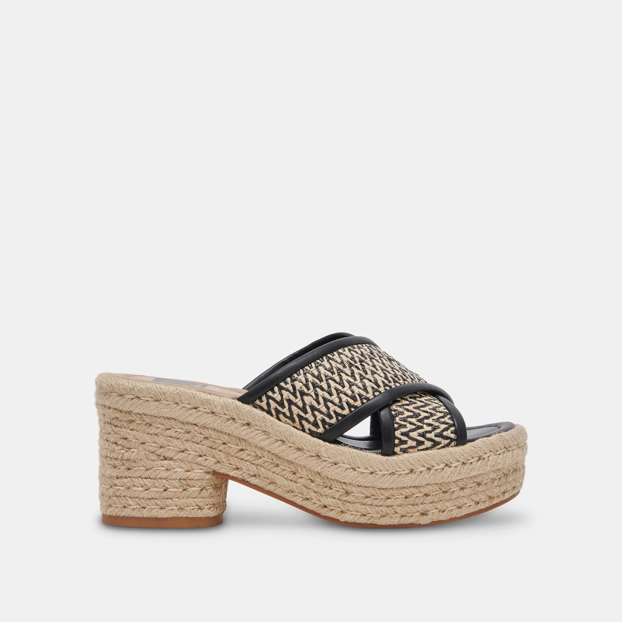 Removable Footbed Evening Heels ELDORA HEELS WHITE BLACK RAFFIA