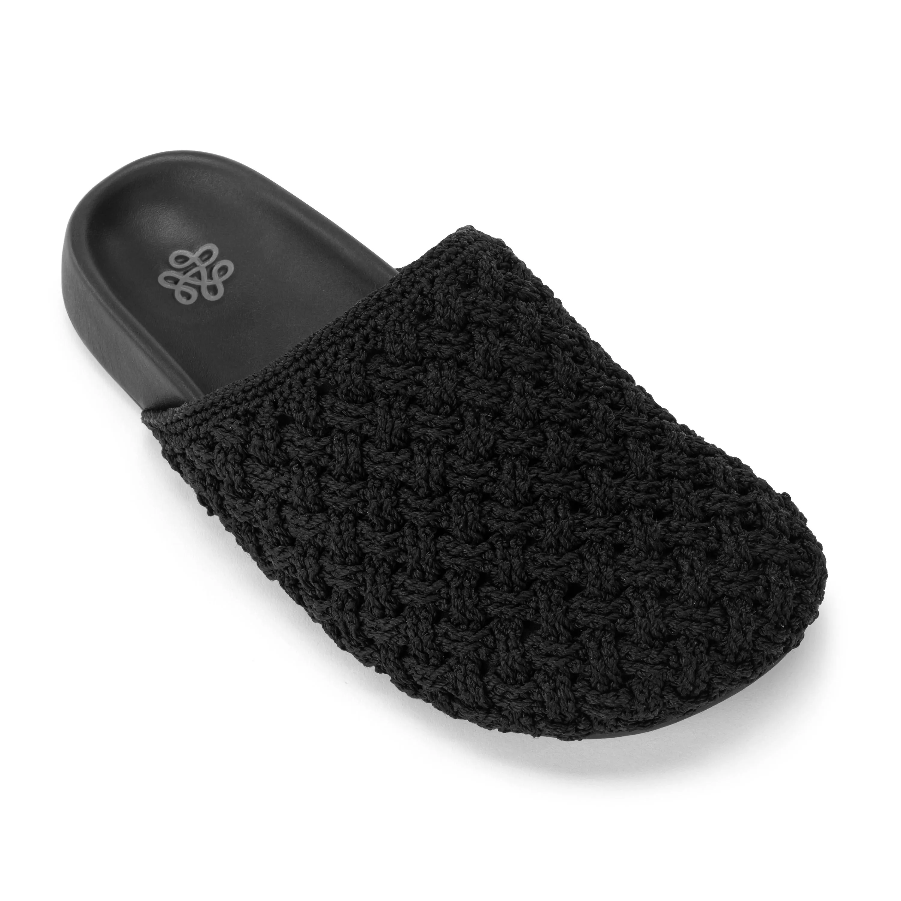 Bolinas Clog - Hand Crochet - Black Cozy Weave Height Plus