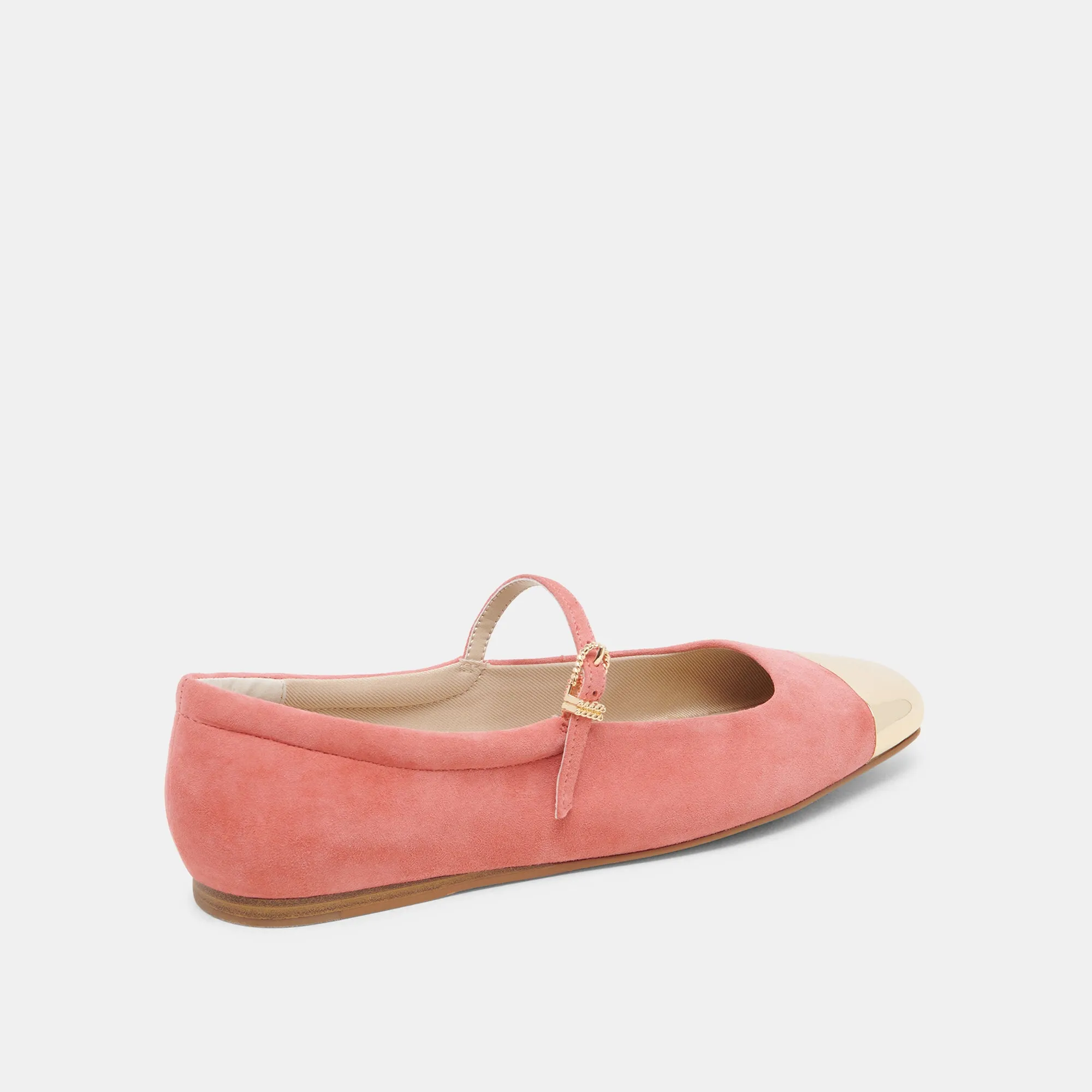 REYES TOE CAP BALLET FLATS CORAL SUEDE Rural View