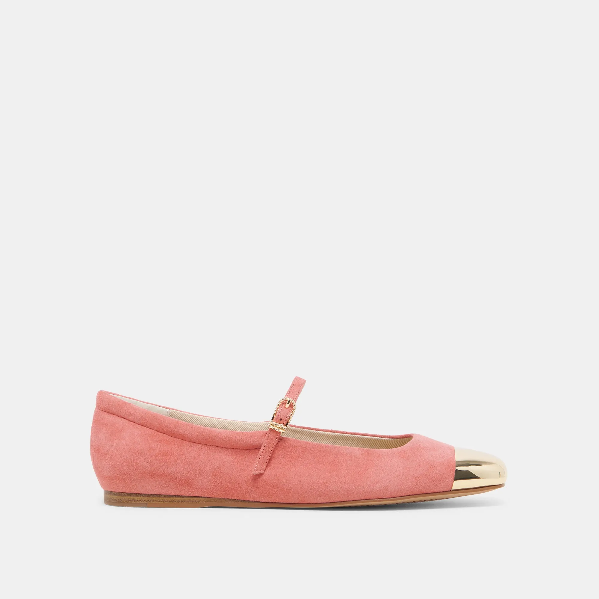Timeless Appeal Shoes REYES TOE CAP BALLET FLATS CORAL SUEDE