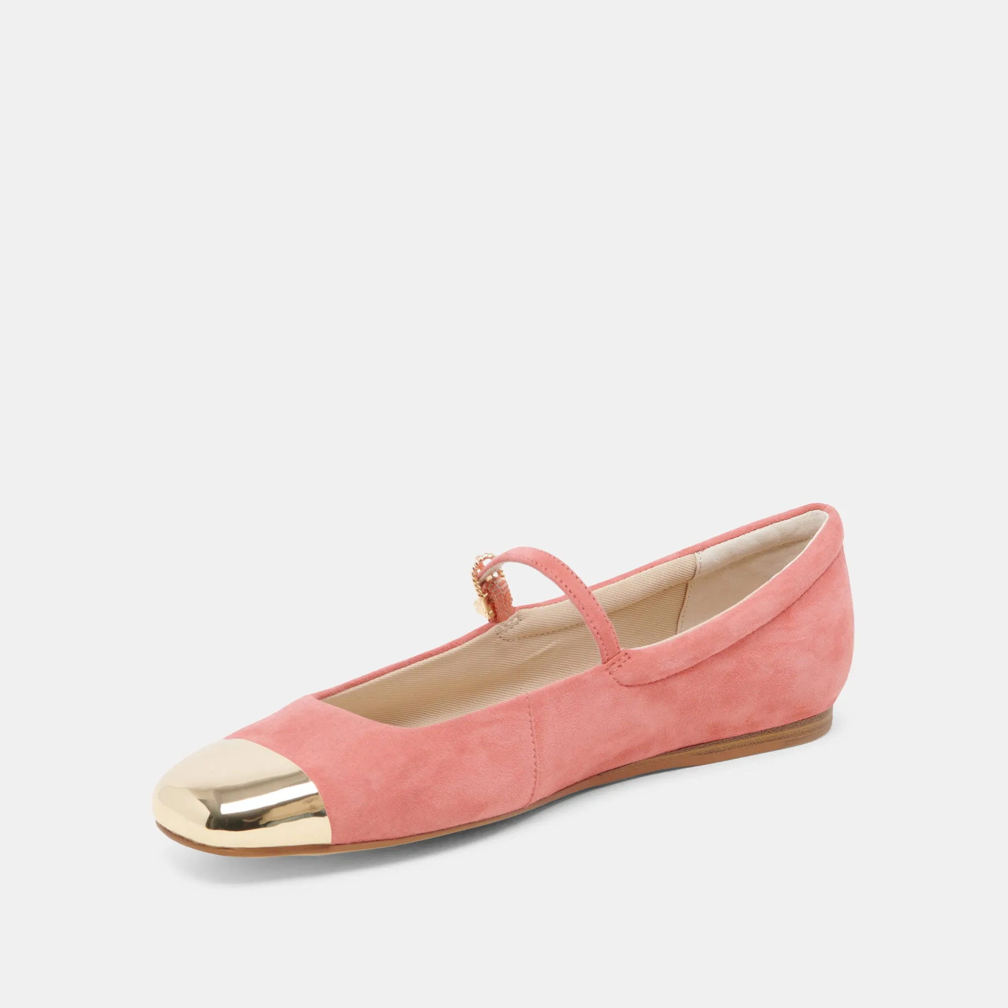 Love Step REYES TOE CAP BALLET FLATS CORAL SUEDE