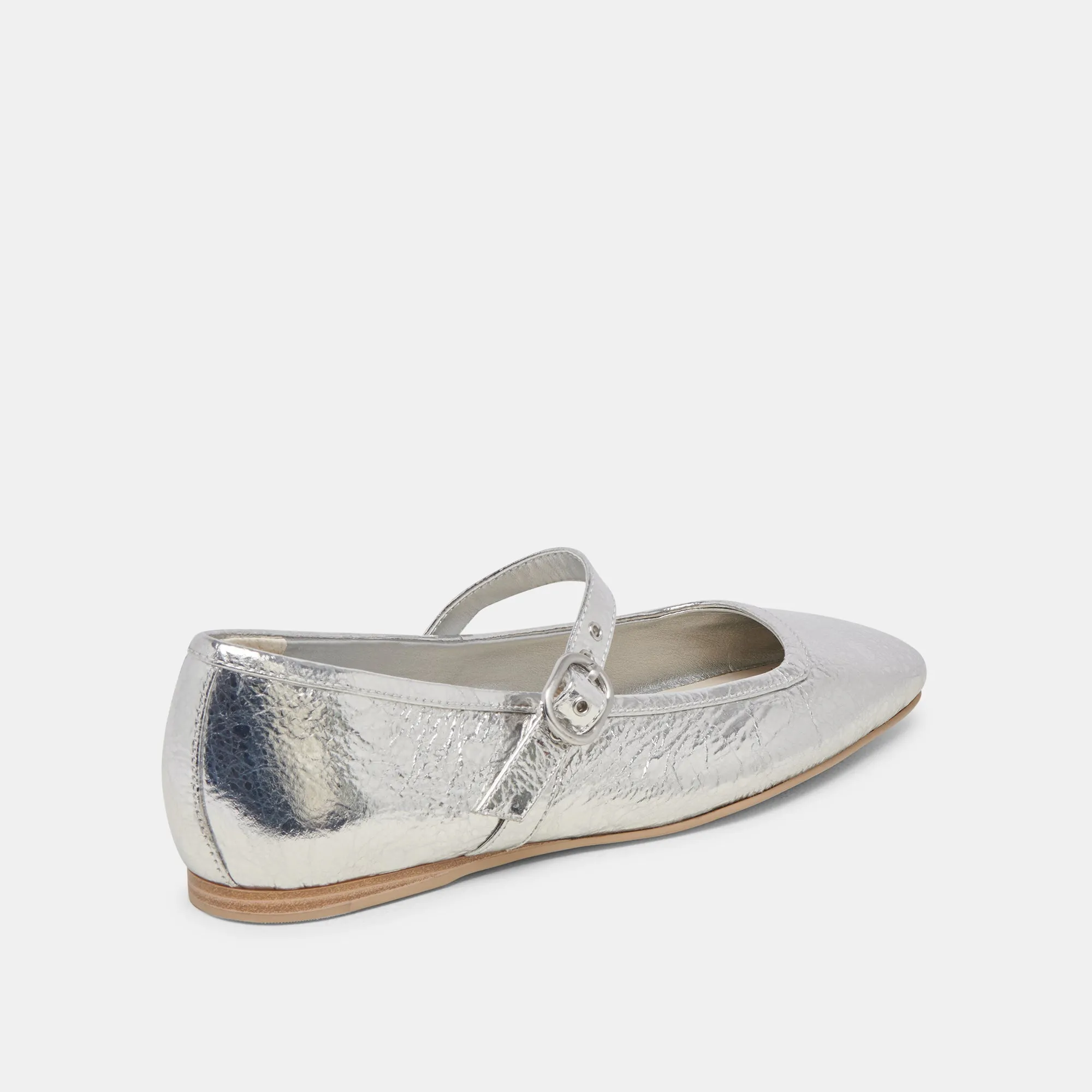 RODNI BALLET FLATS SILVER DISTRESSED LEATHER Flight Mode Button up