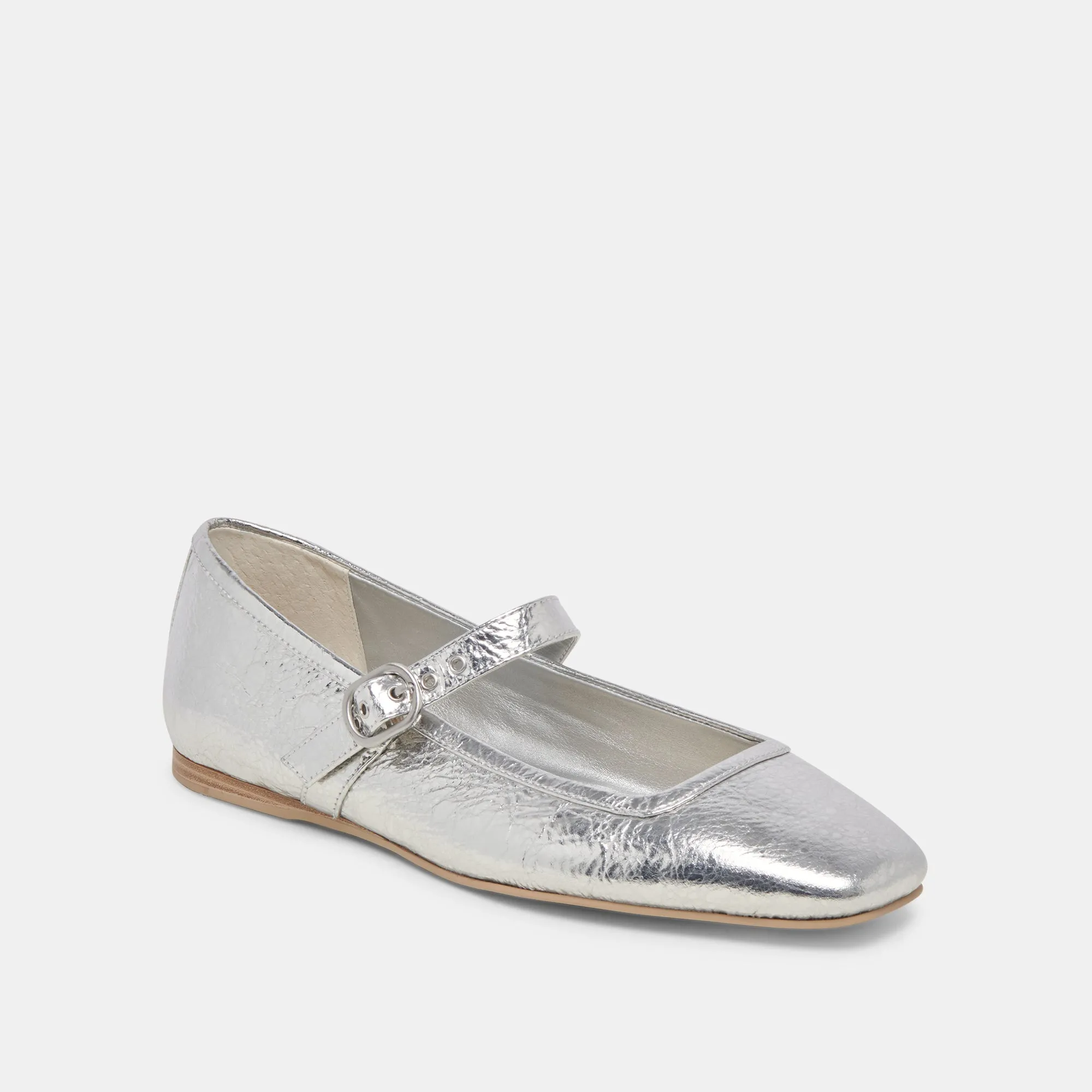 RODNI BALLET FLATS SILVER DISTRESSED LEATHER Tea Glow Cliff Step