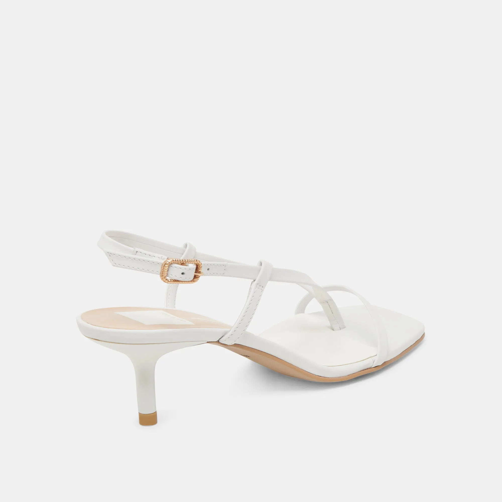 LAURY HEELS TRUE WHITE LEATHER Impact protection Elegant Slip-On Heels