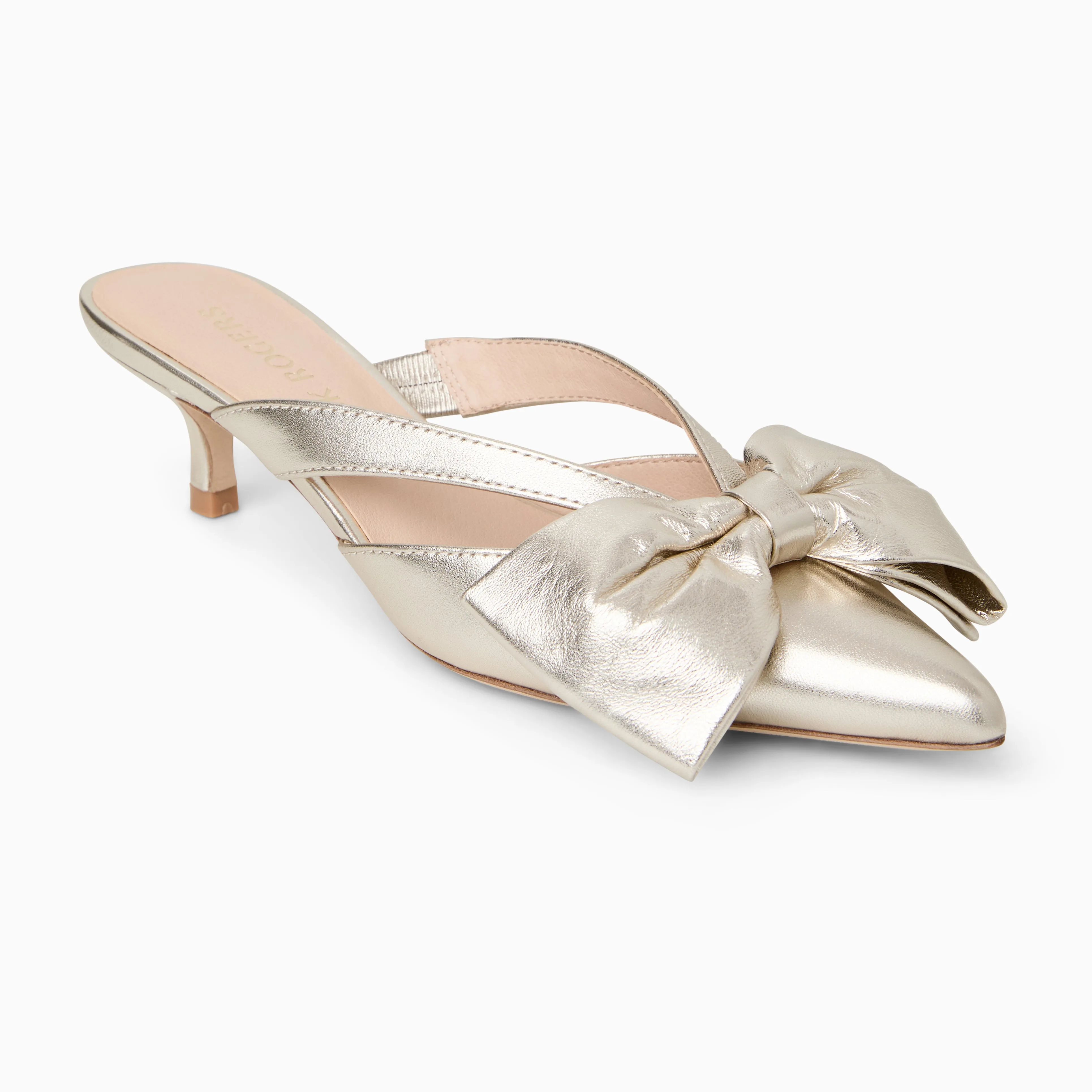 Cynthia Bow Kitten Heel Mule Club Edge synthetic leather