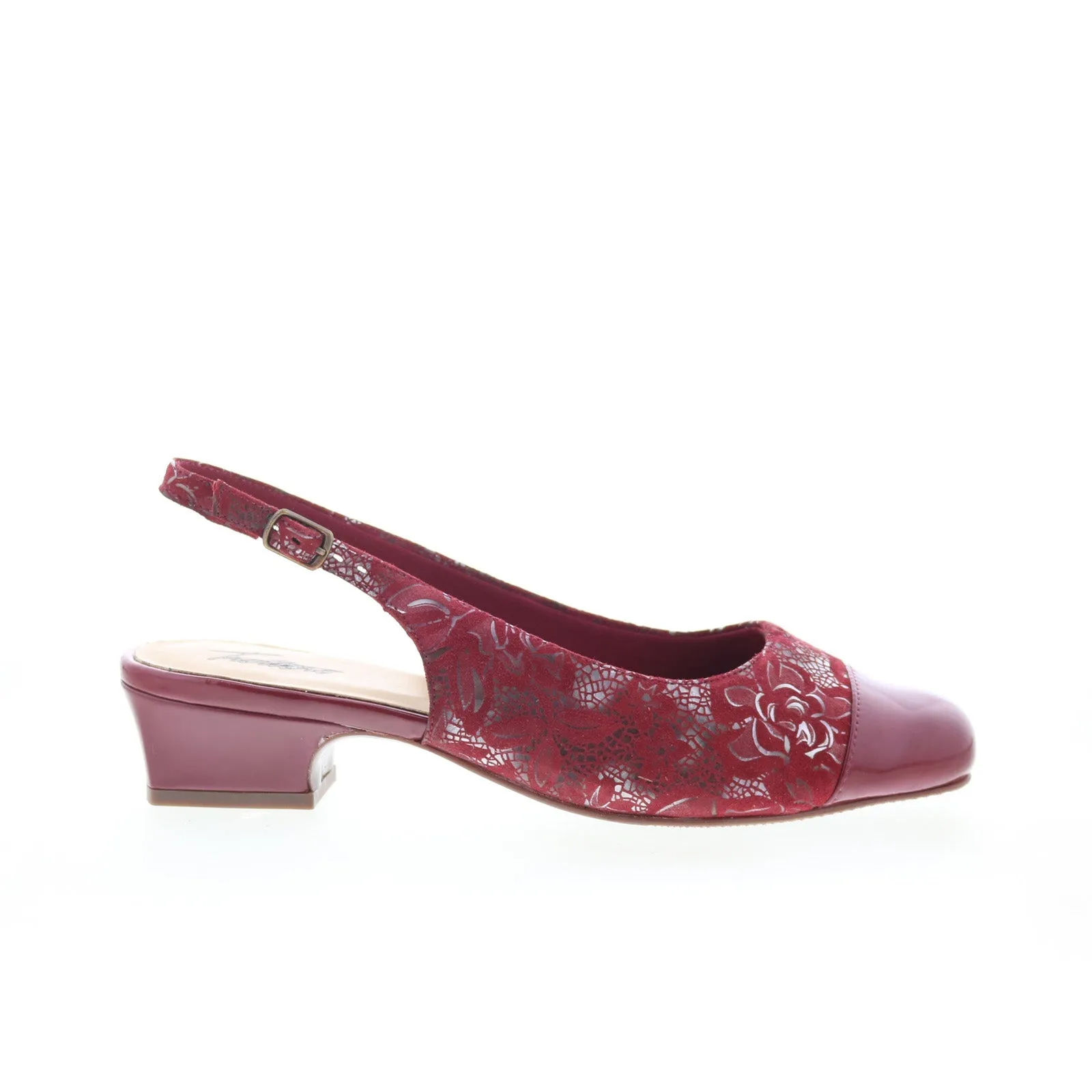 Trotters Dea T7001-644 Womens Red Wide Suede Slingback Heels Shoes Summer Heels for Women Abrasion resistant