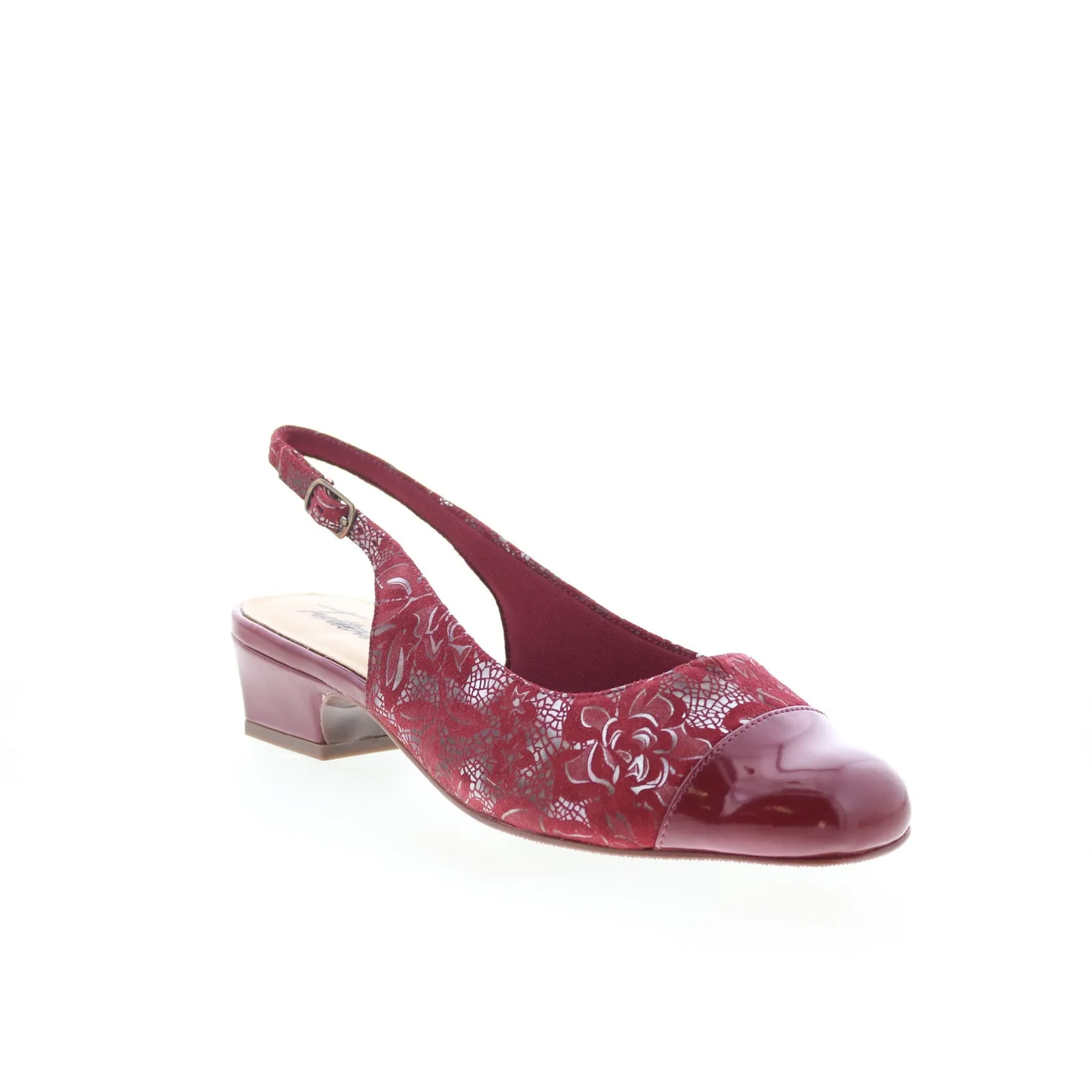 Trotters Dea T7001-644 Womens Red Wide Suede Slingback Heels Shoes Bold Wedding Heels Bridal Stiletto Shoes