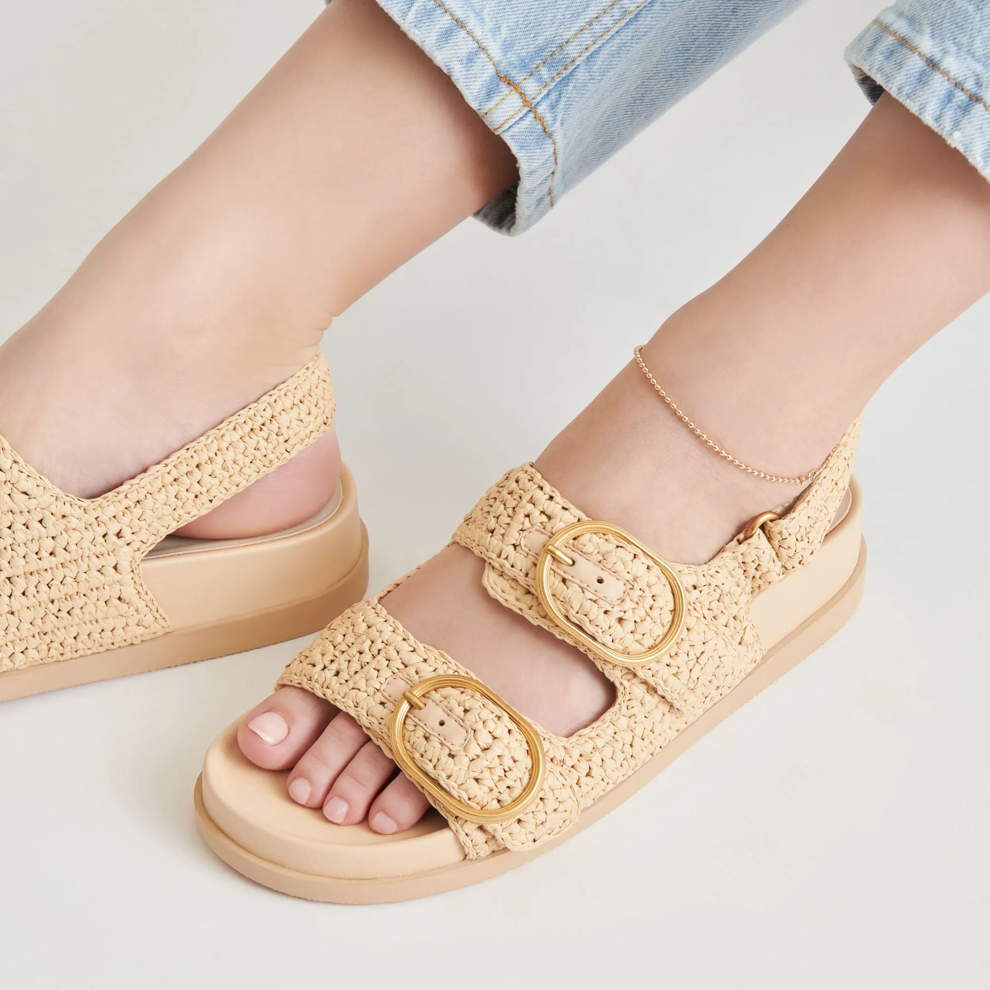 STARLA CROCHET SANDALS NATURAL KNIT slim fit