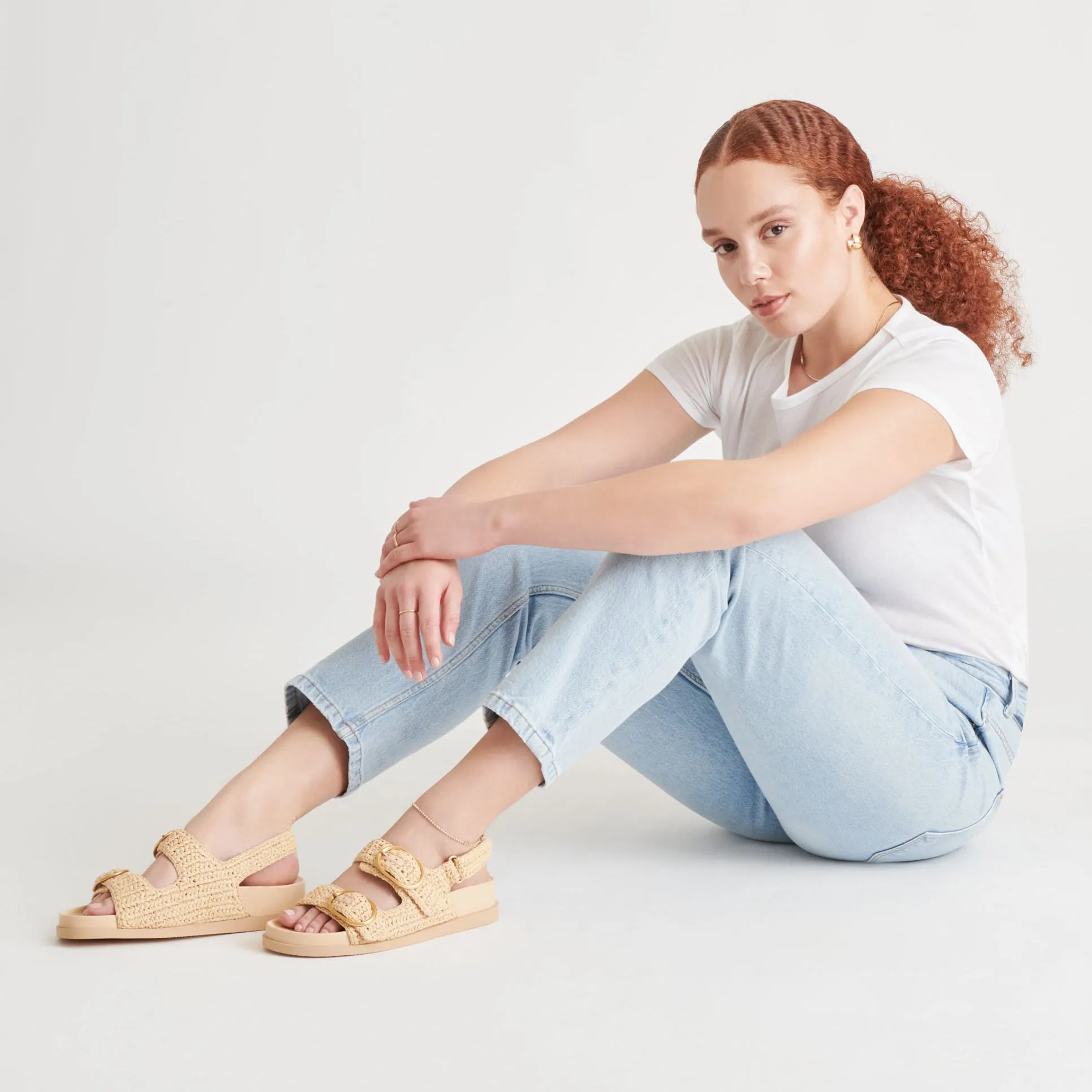 STARLA CROCHET SANDALS NATURAL KNIT Ankle Soft