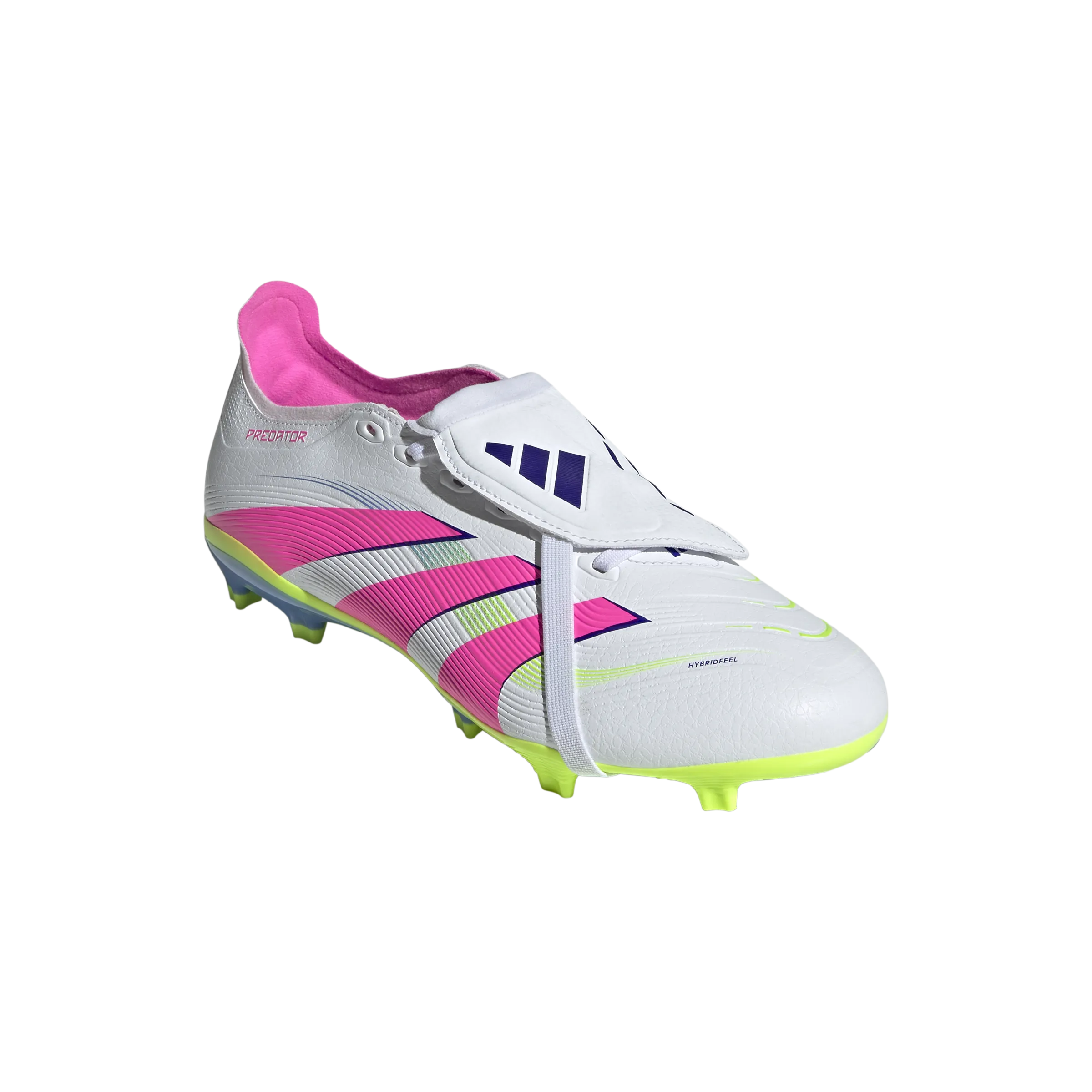 machine - washable school shoes Adidas Predator League Fold-Over Tongue FG Football Boots (White/Lucid Pink/Lucid Lemon)