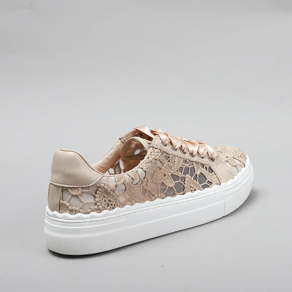LE SANSA QUINN TAUPE basketball shoes Round - toe