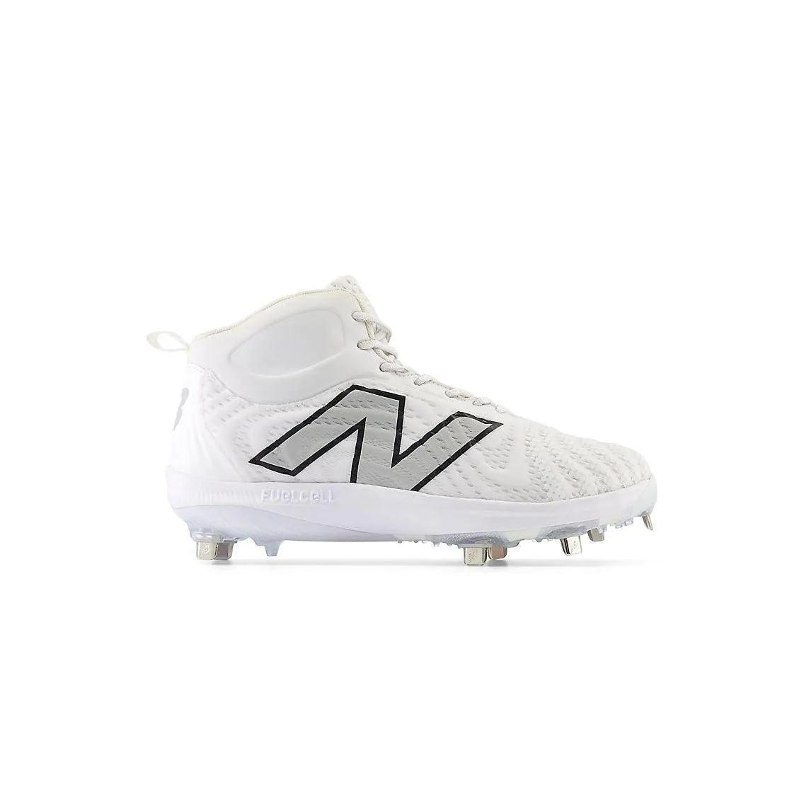 High Comfort New Balance Men's FuelCell 4040 V7 Mid-Metal Baseball Cleats - White / Rain Cloud - M4040TW7