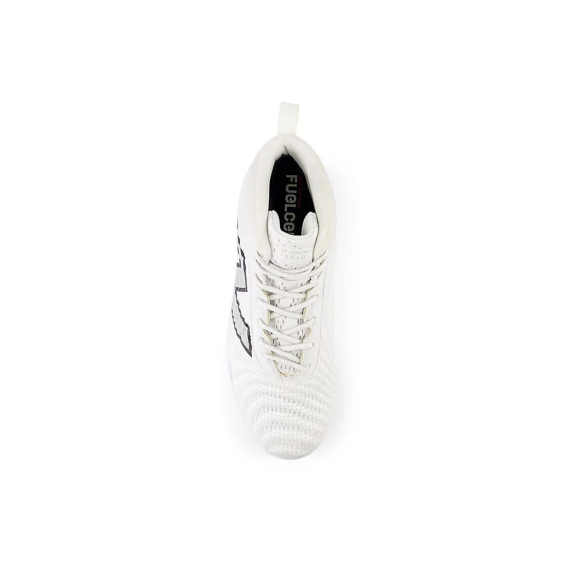 New Balance Men's FuelCell 4040 V7 Mid-Metal Baseball Cleats - White / Rain Cloud - M4040TW7 Effortless Silhouette