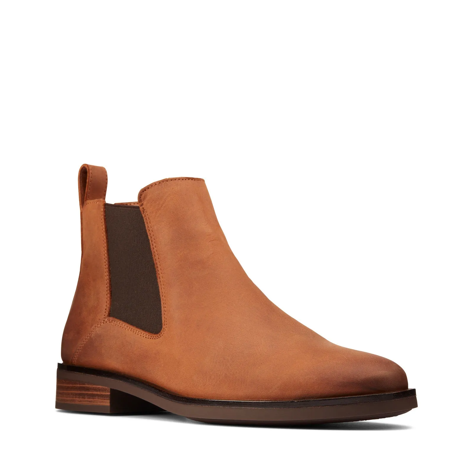 Clarks Memi Top 26161643 Womens Brown Leather Slip On Chelsea Boots Distressed finish