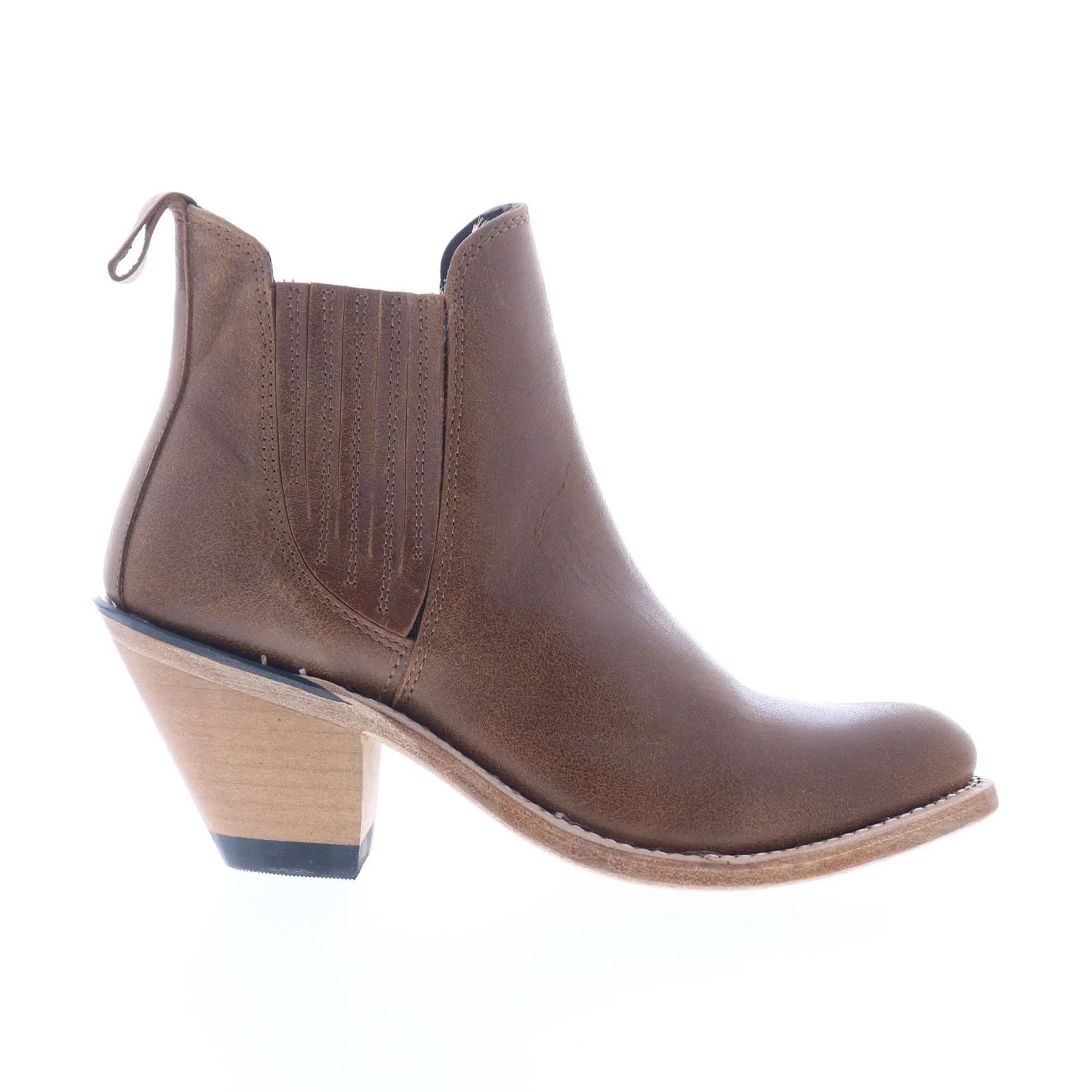 Modern Comfort Jama Old West 18156 Womens Brown Leather Slip On Cowboy Western Boots
