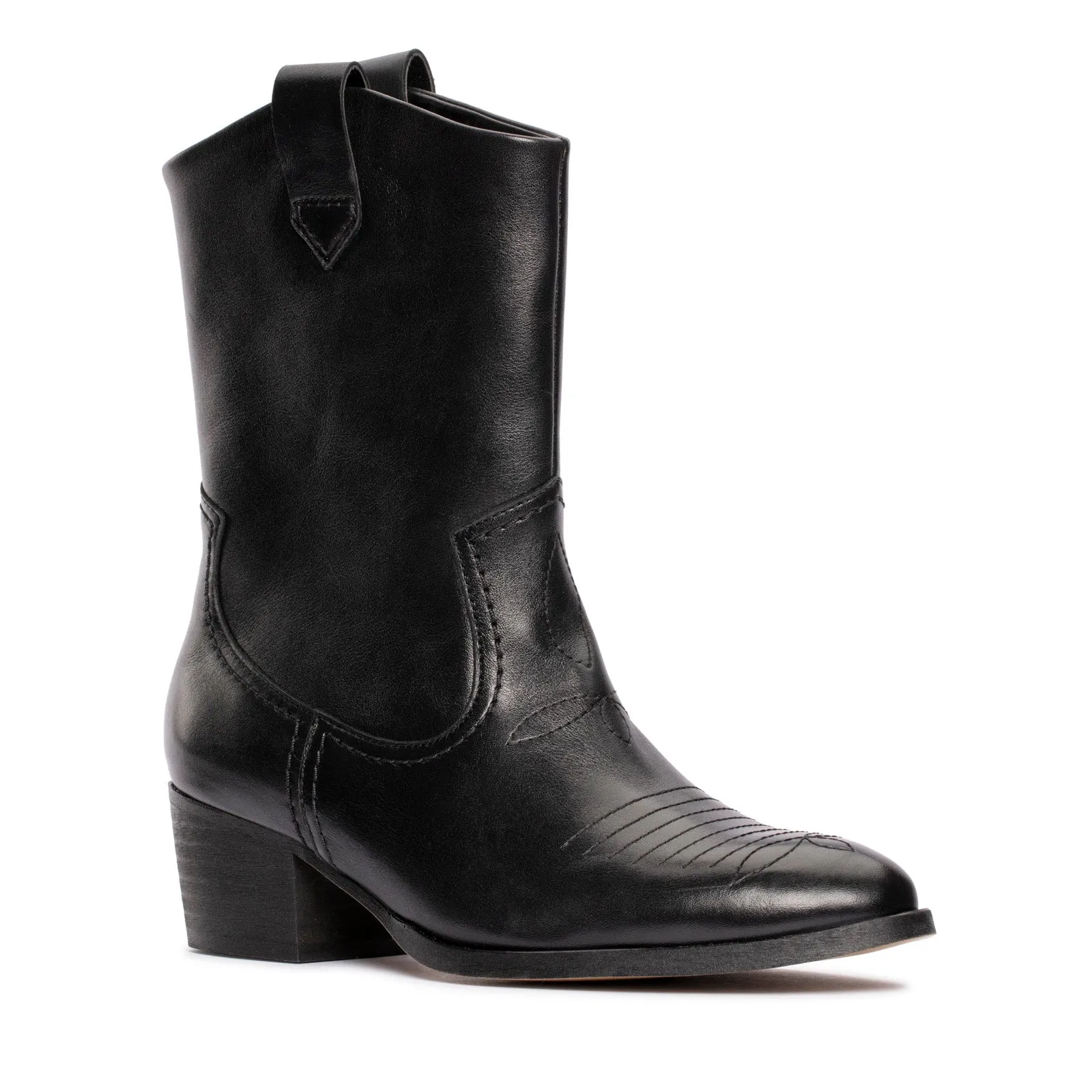 Clarks Octavia Up 26179079 Womens Black Leather Cowboy Western Boots Sleek Profile