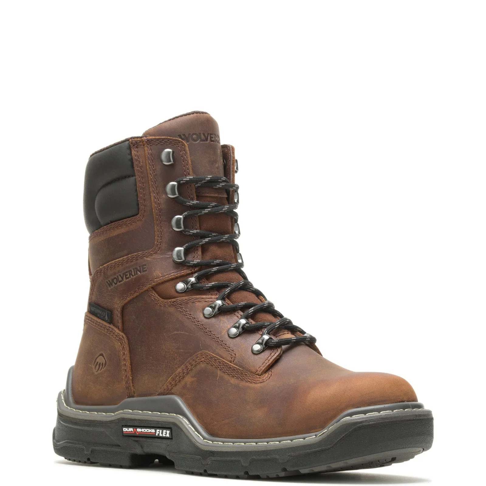 Wolverine Raider DuraShocks Waterproof 8" W210112 Mens Brown Work Boots Extreme Grip Ultimate Comfort