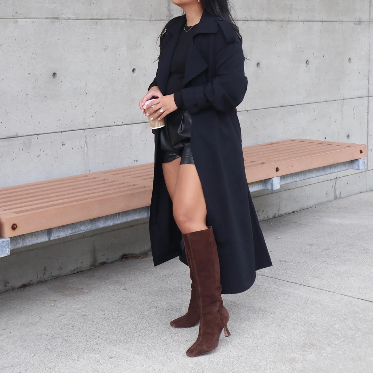 Durable Layer GYRA WIDE CALF BOOTS DK BROWN SUEDE