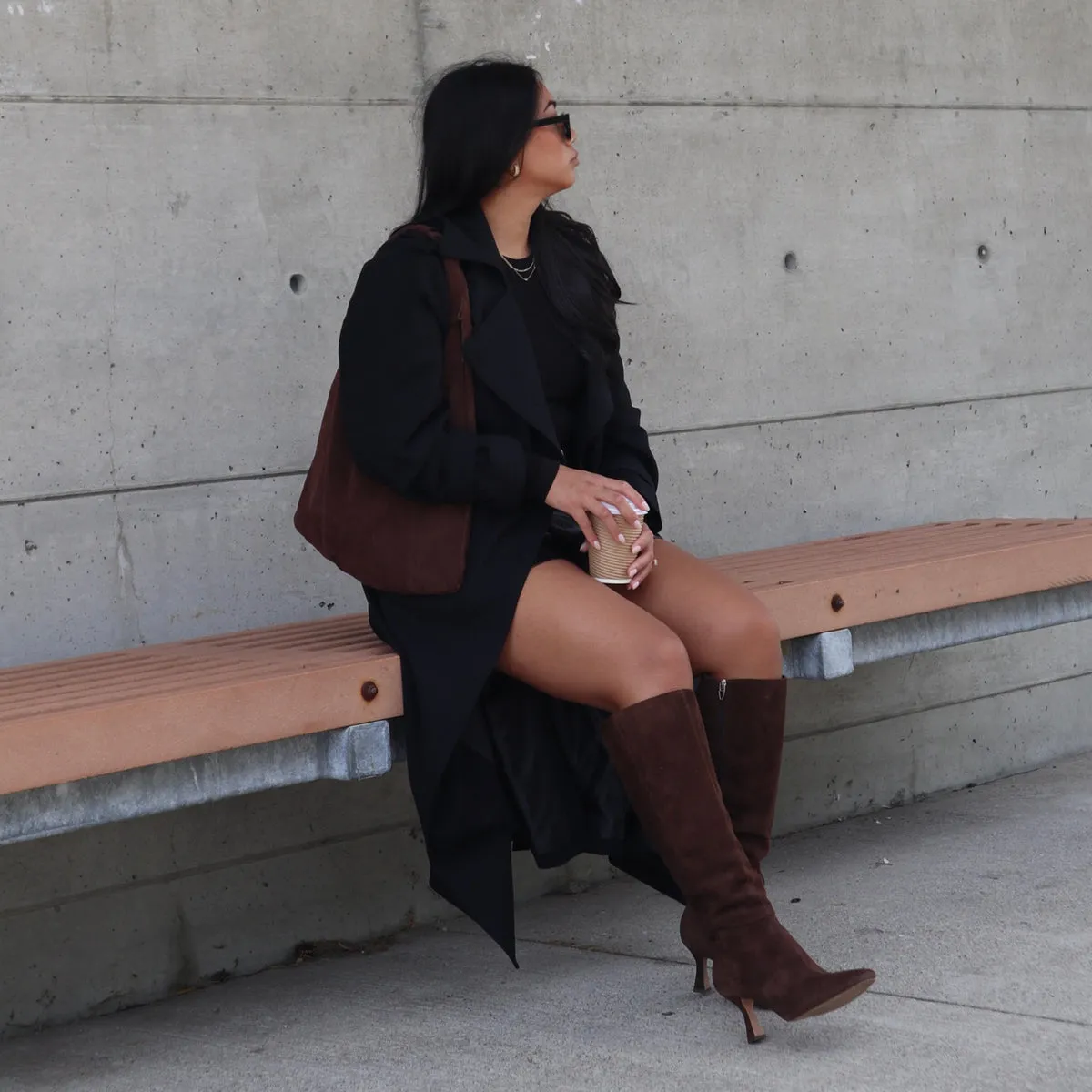 GYRA WIDE CALF BOOTS DK BROWN SUEDE Versatile Look