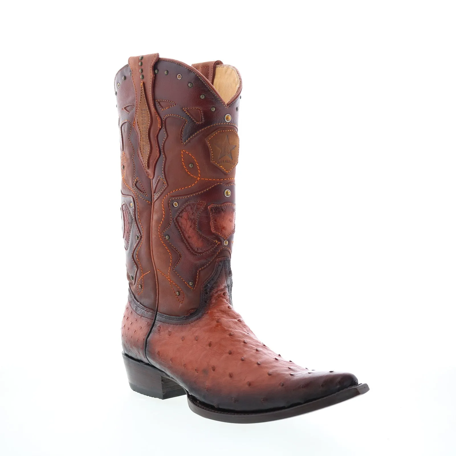 Los Altos 3X Toe Ostrich 95FD0357 Mens Brown Wide Cowboy Western Boots Stylish Cushioned heel