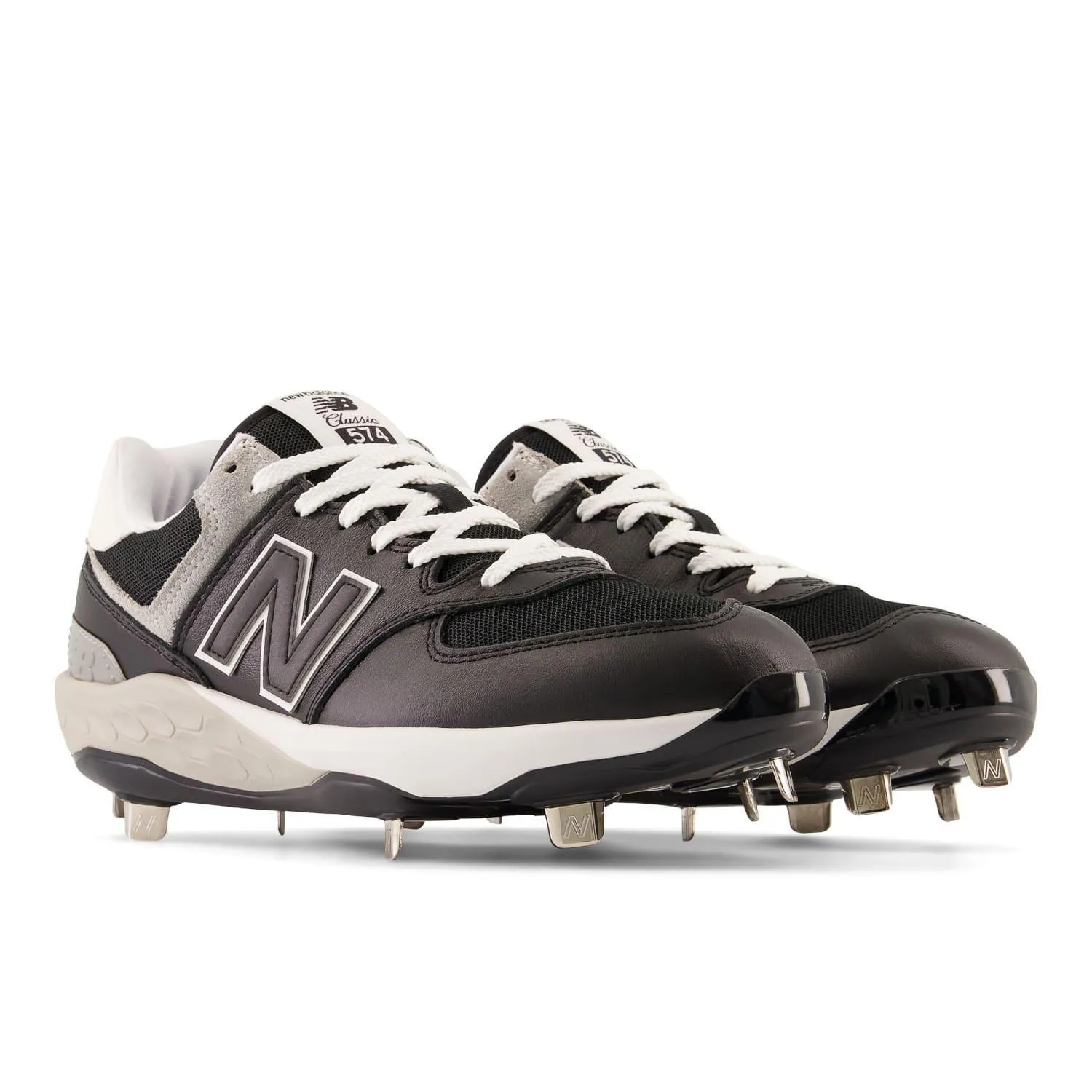 Cushion Heel Adjustable Laces New Balance Men's Fresh Foam X 574 Lux Metal Baseball Cleats - L574BK1