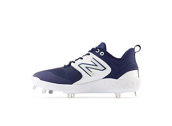 High Speed New Balance Men's Fresh Foam X 3000 V6 Metal Baseball Cleats - Navy with White - L3000TN6