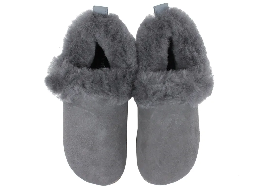 Haflinger Clogs Sheepskin Iceland Anthracite Breathable Lining Leather Upper