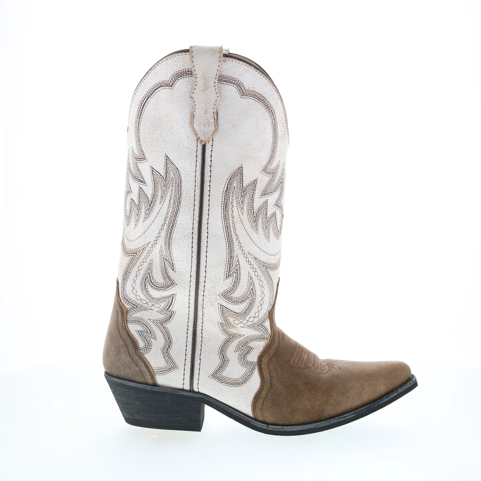 Trail Friendly Smoky Mountain Boots 6112 Womens White Leather Slip On Western Boots