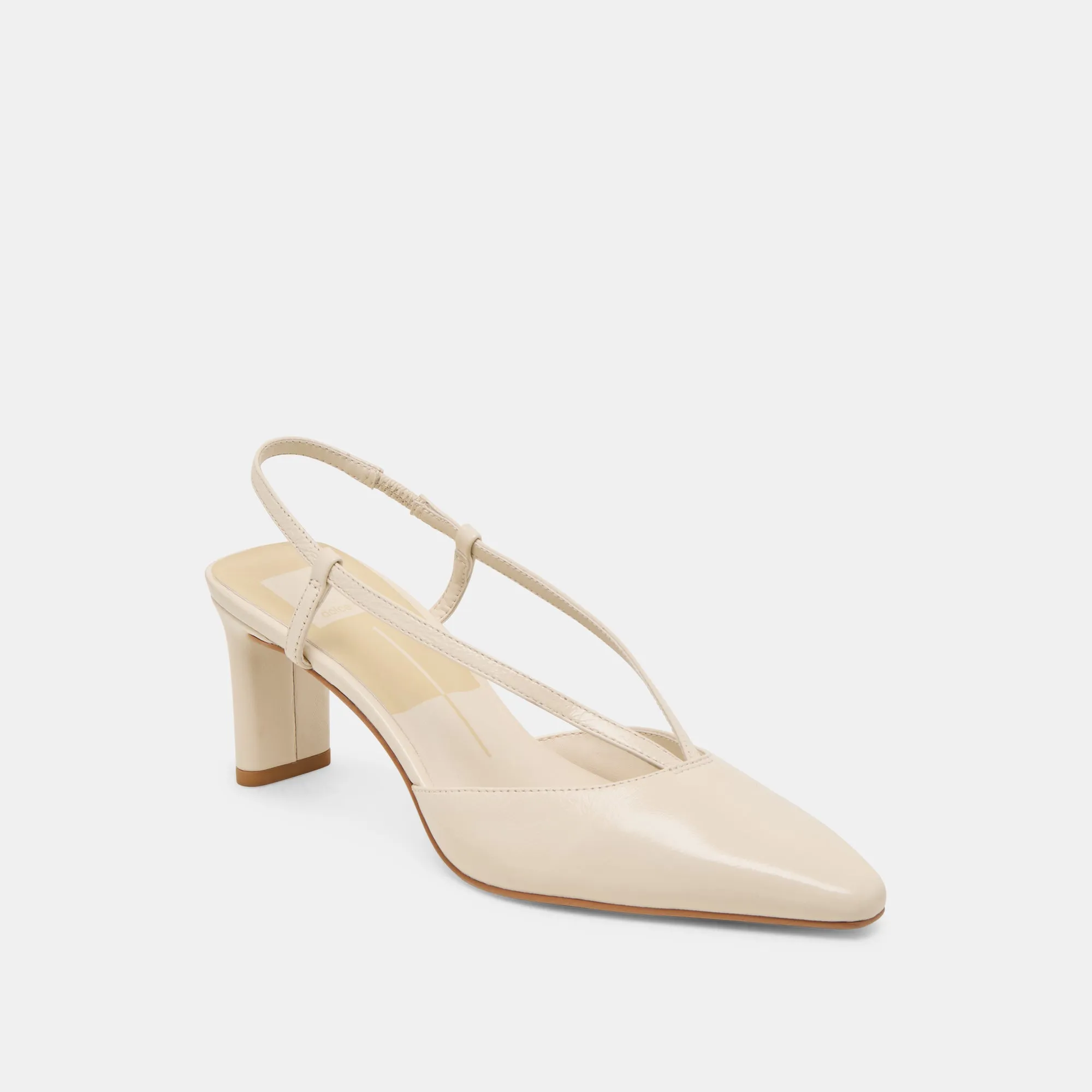 Holiday Sandals Elastic laces GINAY HEELS BONE LEATHER