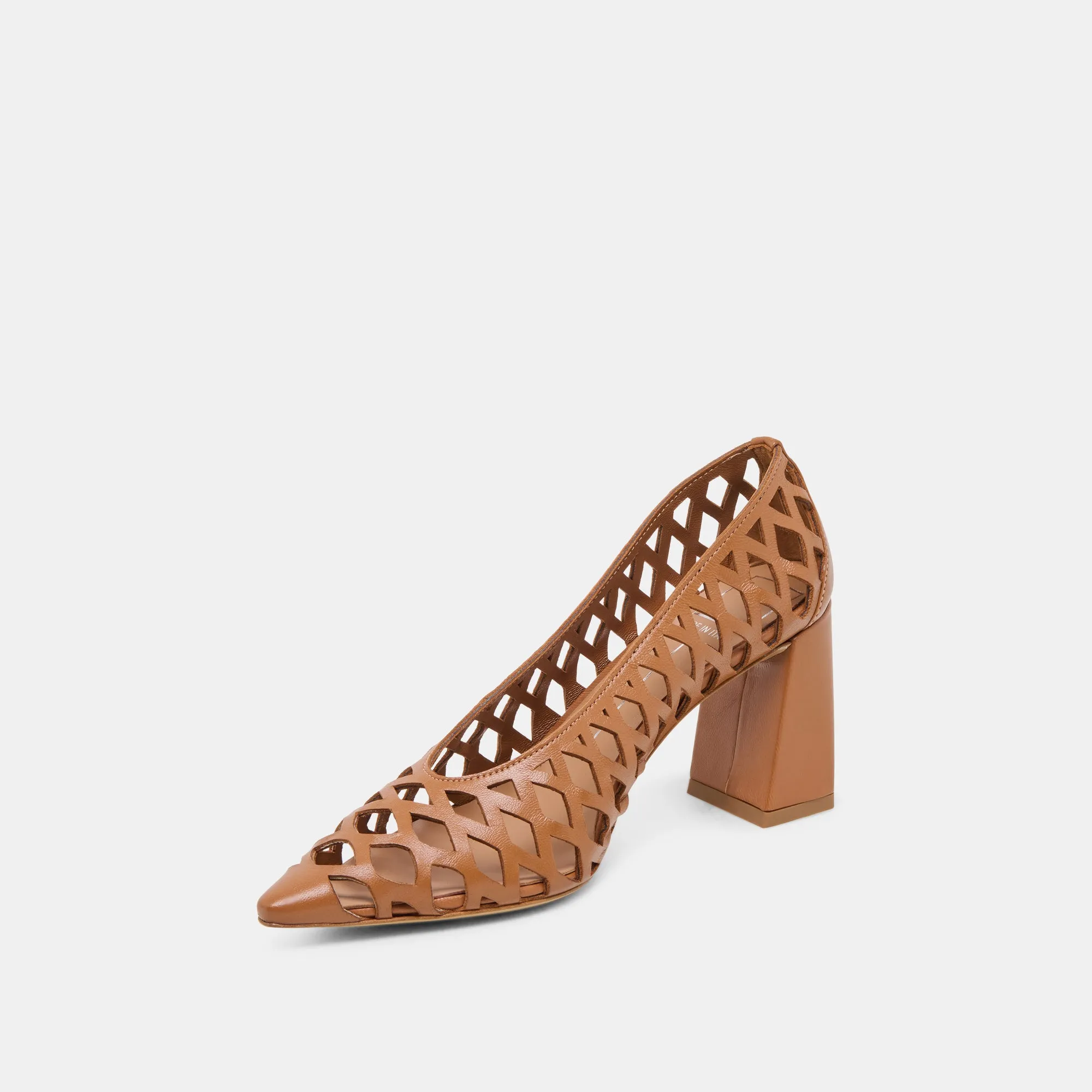 TANYA HEELS COGNAC WOVEN LEATHER Moisture wicking lightweight fabric