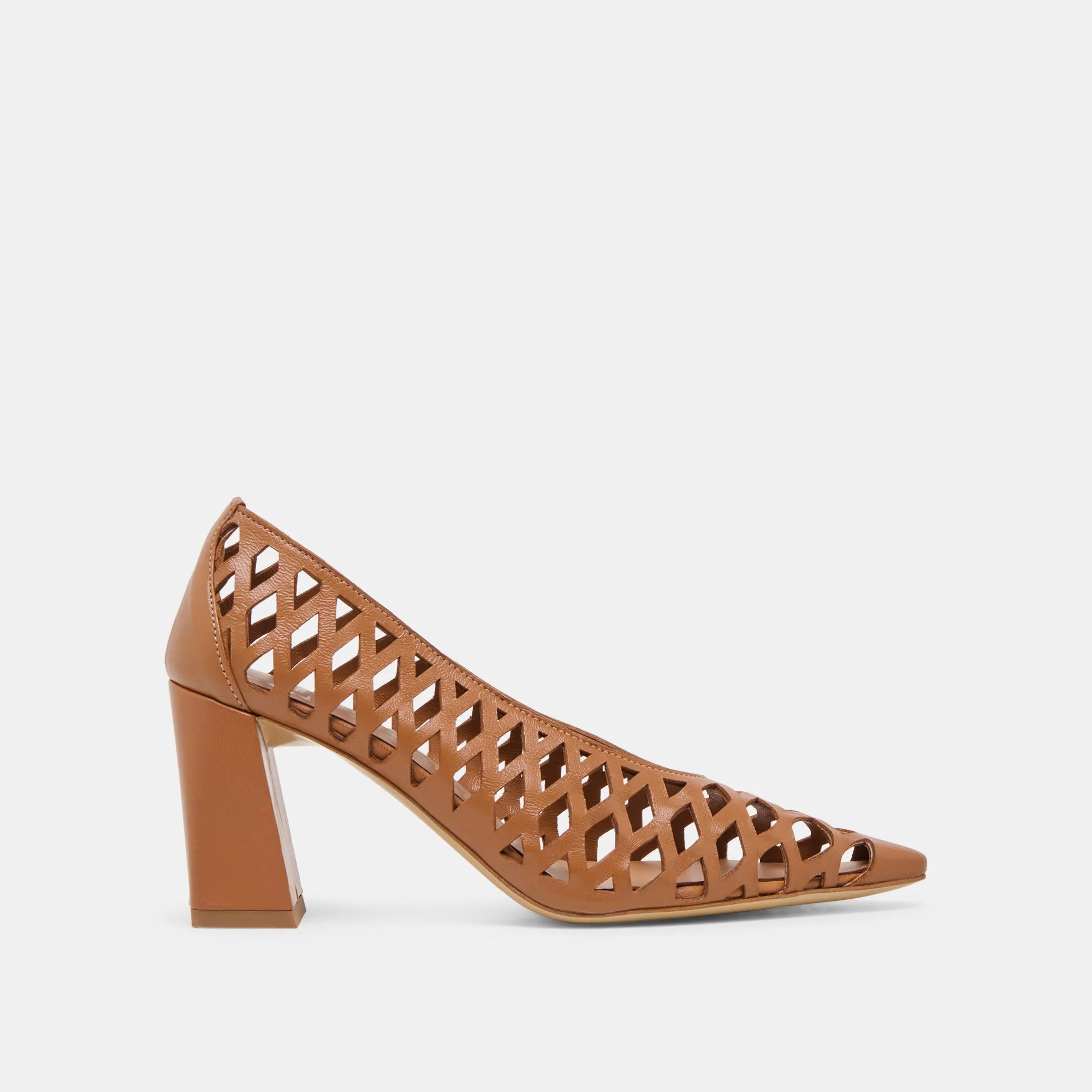 TANYA HEELS COGNAC WOVEN LEATHER Anti Slip Good Traction