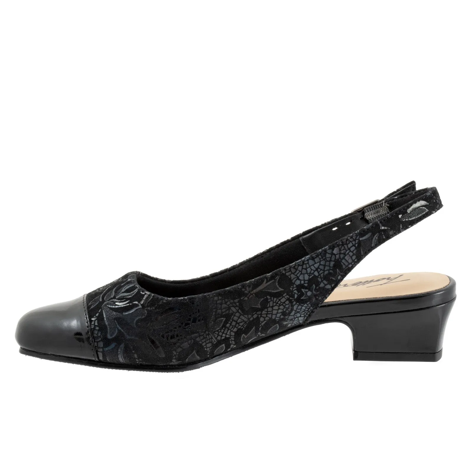 Custom Wedding Heels Classic Design Trotters Dea T7001-061 Womens Black Leather Slingback Heels Shoes