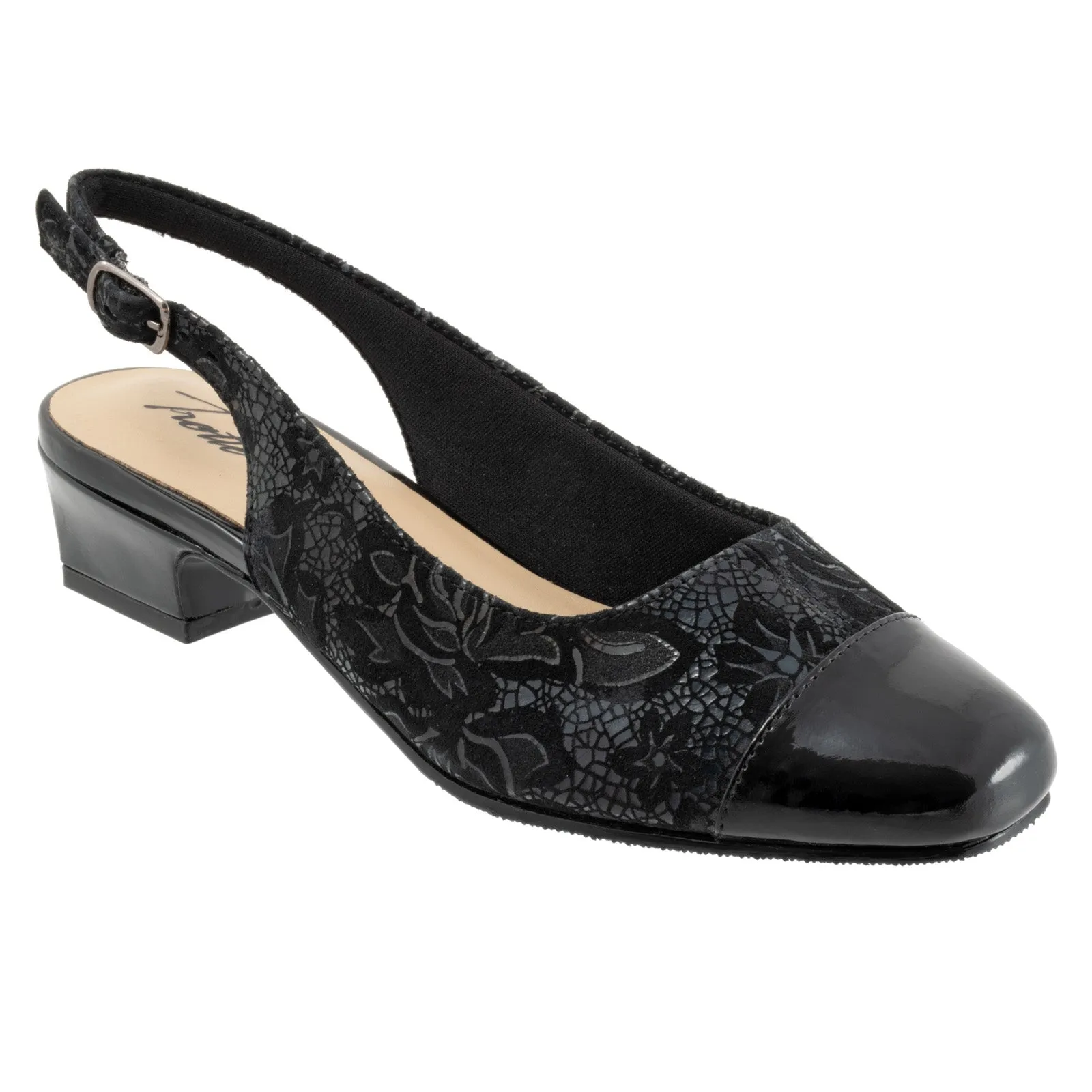 Luxury Wedding Pumps Trotters Dea T7001-061 Womens Black Leather Slingback Heels Shoes