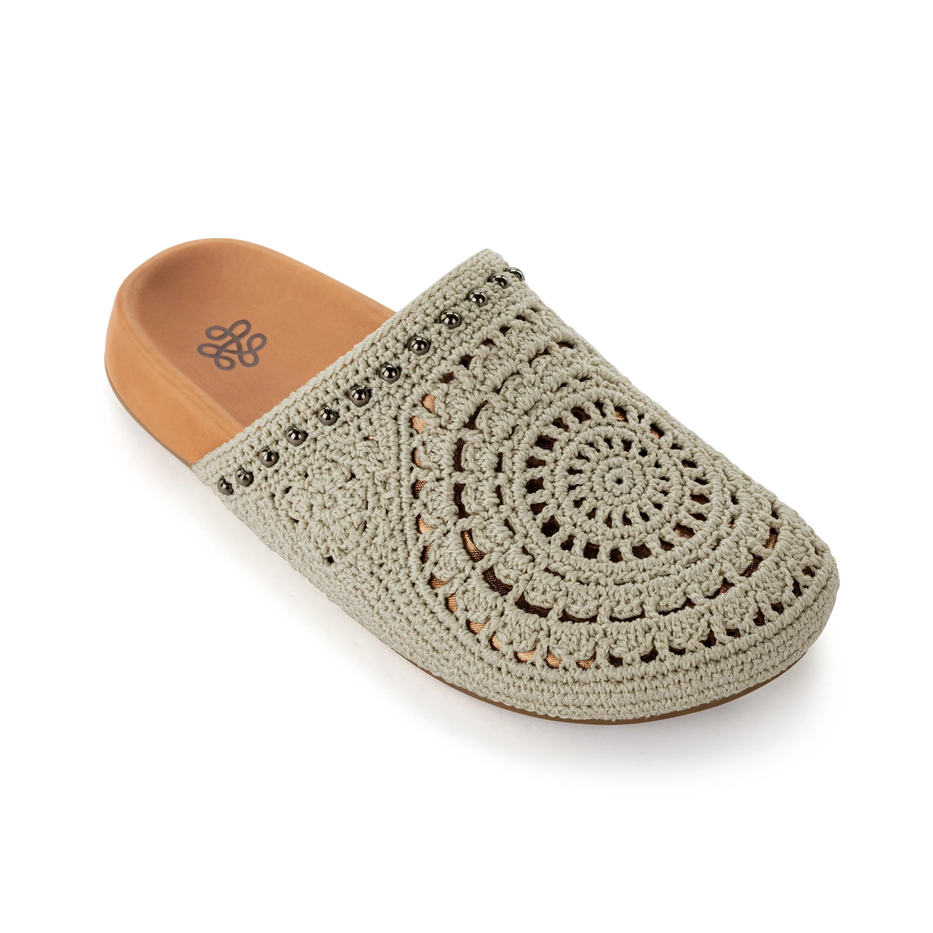 Bolinas Clog - Hand Crochet - Natural Grey Medallion Core Flex Photo Glam