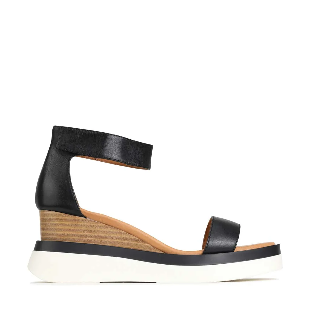 SASKINA LEATHER WEDGE SANDALS Commute Smart Ease