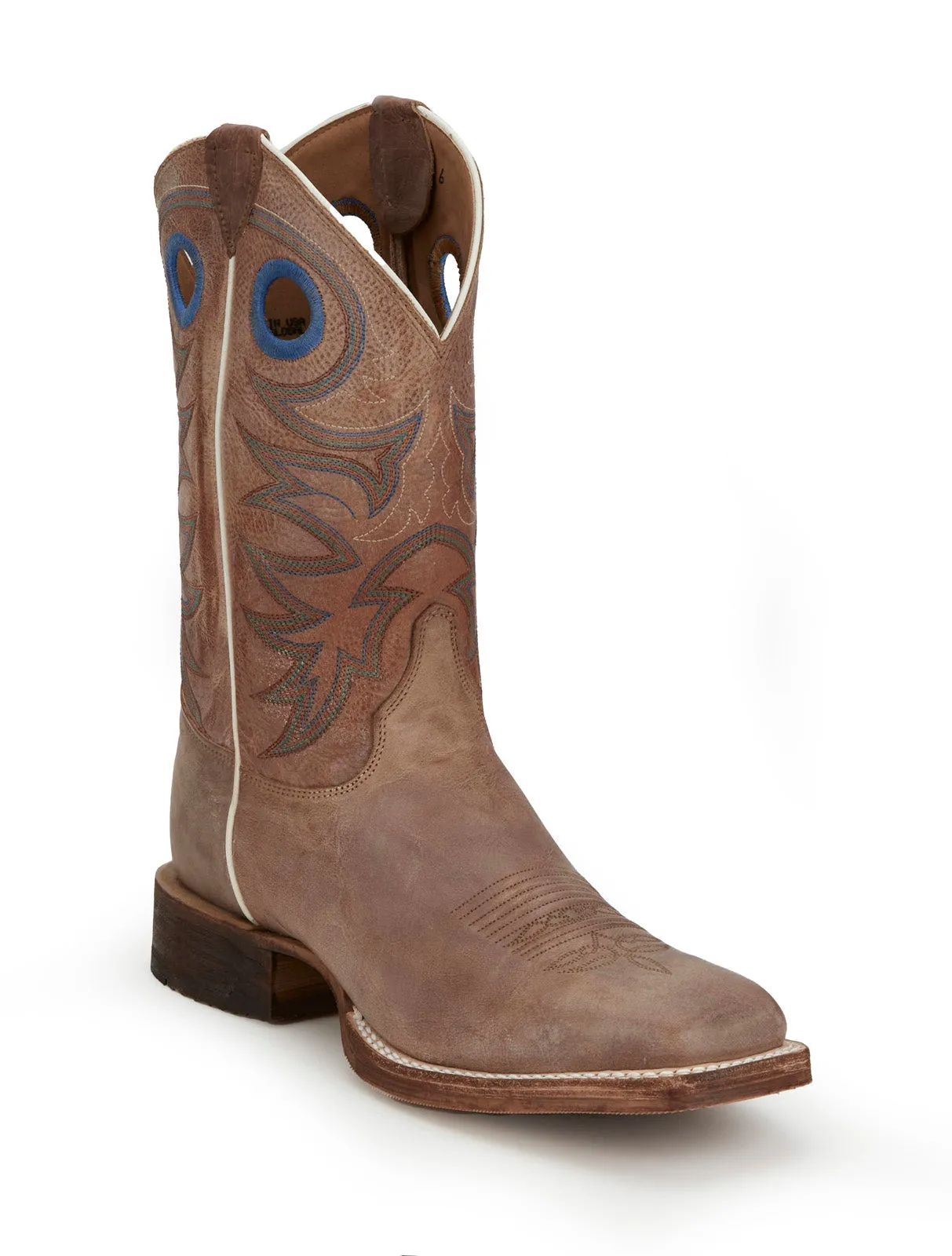 Justin Boots Caddo Square Toe Cowhide Mens Brown Cowboy Western Boots Resistant Layer Ready Use